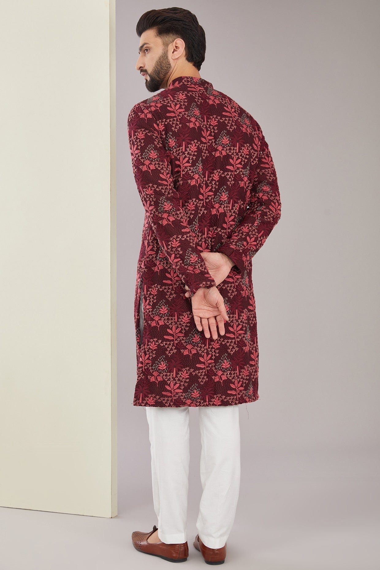 Elegant Maroon Embroidered Kurta for Women | Traditional Indian Tunic Top | Perfect for Festivals, Weddings & Casual Wear