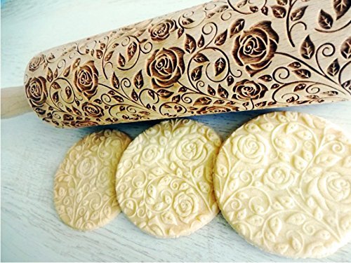 6-Piece Laser Engraved Embossing Rolling Pin Set for Homemade Cookies - Custom Patterns - Perfect for Baking, DIY Crafts & Holiday Cookie Decorating