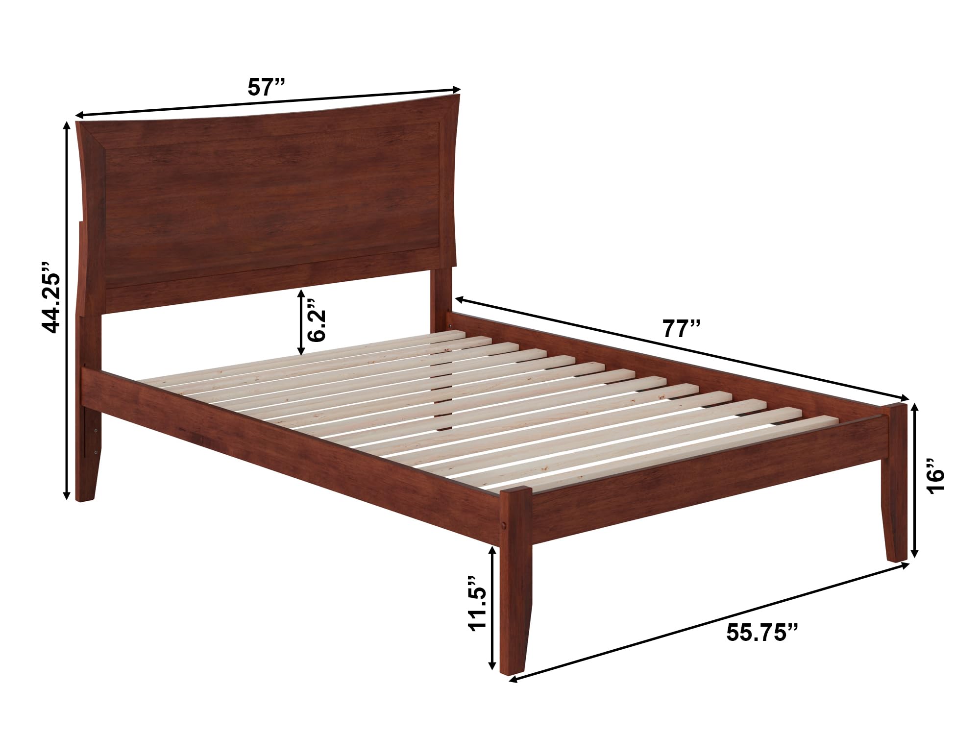 AFI Metro Full Size Platform Bed with USB Charging Station - Walnut Finish, Modern Minimalist Bed Frame with Storage & Power Outlets for Bedroom, Living Room, or Guest Room