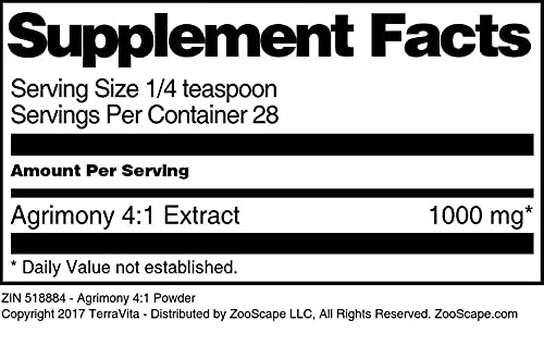 Premium Agrimony 4:1 Extract Powder - 1 oz (ZIN: 518884) | Herbal Supplement for Digestive Support & Wellness | Perfect for Teas, Tinctures & Natural Remedies