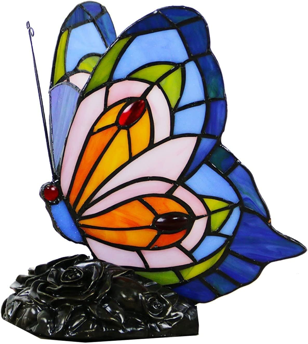 Tiffany Style Stained Glass Table Lamp - Butterfly Night Light for Living Room, Bedroom & Study | Handmade Eye Protection Desk Lamp for Students & Kids | Perfect for Reading, Writing & Relaxing