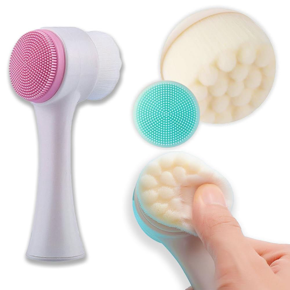 **Soft Silicone Facial Cleansing Brush - Gentle Exfoliating for Blackhead Removal & Skin Brightening - Ergonomic Travel-Friendly Design - Pack of 1 (Blue) - Perfect for Daily Skincare & On-the-Go Beauty Routine**