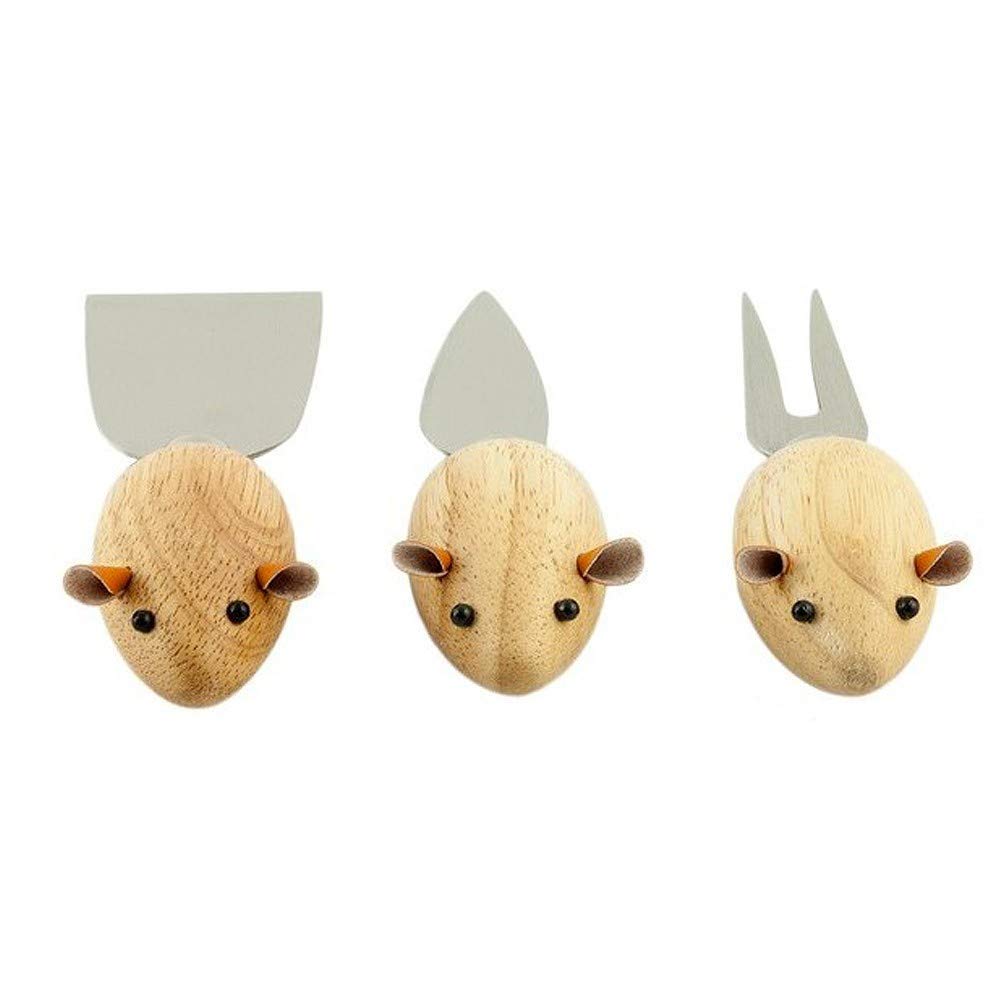 Kikkerland Mouse Cheese Knives Set of 3 - Fun Novelty Cheese Cutters for Parties, Charcuterie Boards & Gifts