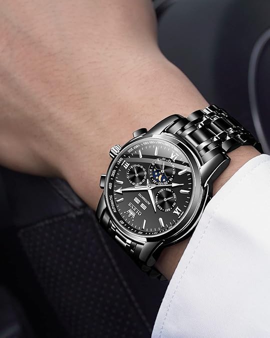 OLEVS Automatic Self-Winding Men's Luxury Watch - Stainless Steel Waterproof Mechanical Wristwatch with Moon Phase & Luminous Dial | Perfect for Business, Formal Events & Everyday Wear