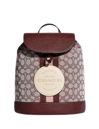 Coach Dempsey Drawstring Backpack - Signature Jacquard Fabric with Coach Patch & Stripe Design - Perfect for School, Travel & Everyday Use