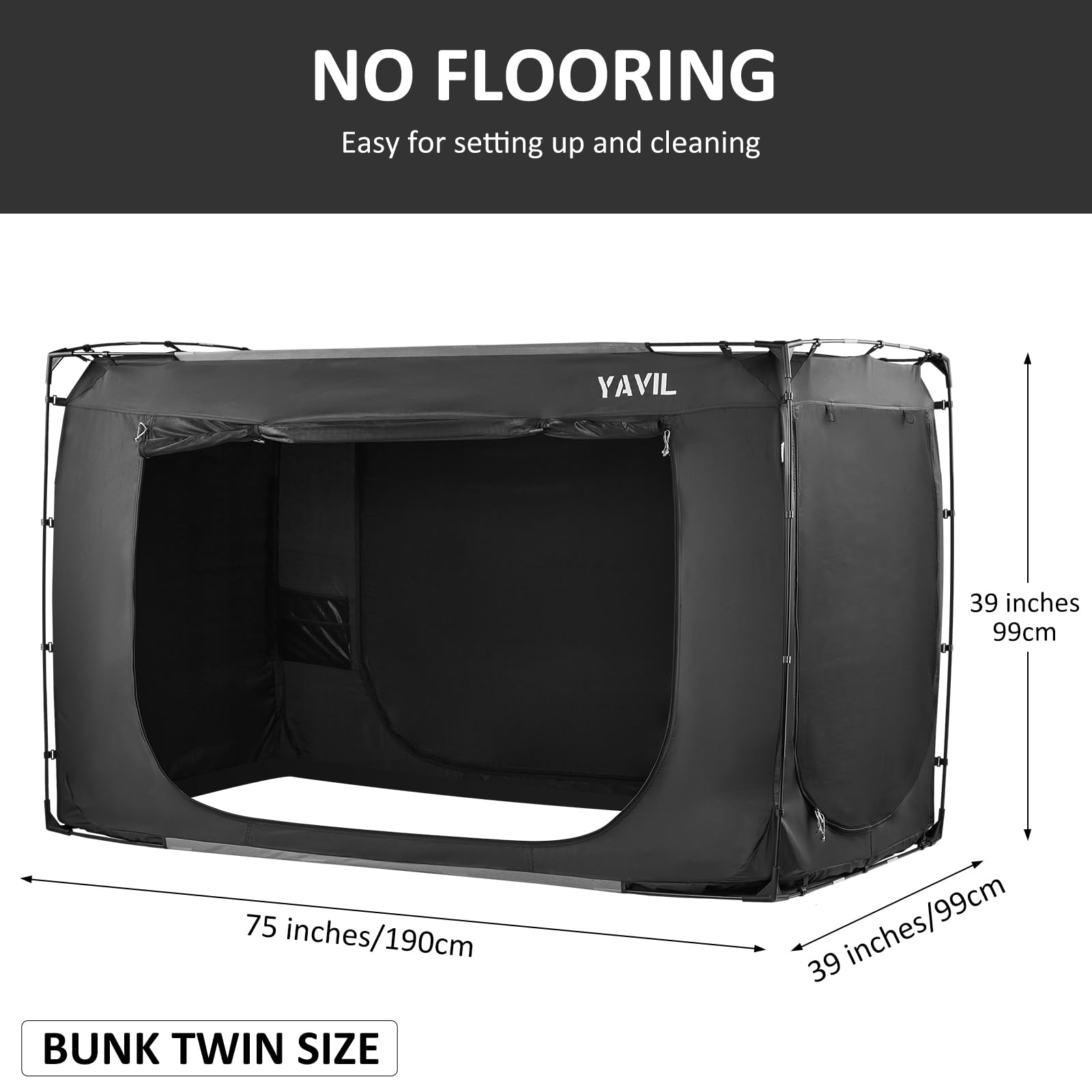 **Portable Bed Tent Canopy for Twin & Bunk Beds - 93% Blackout, Breathable Privacy Sleeping Space with 3 Doors - Indoor Use for Kids & Adults (Mattress Not Included) - Perfect for Camping, Sleepovers & Privacy at Home**