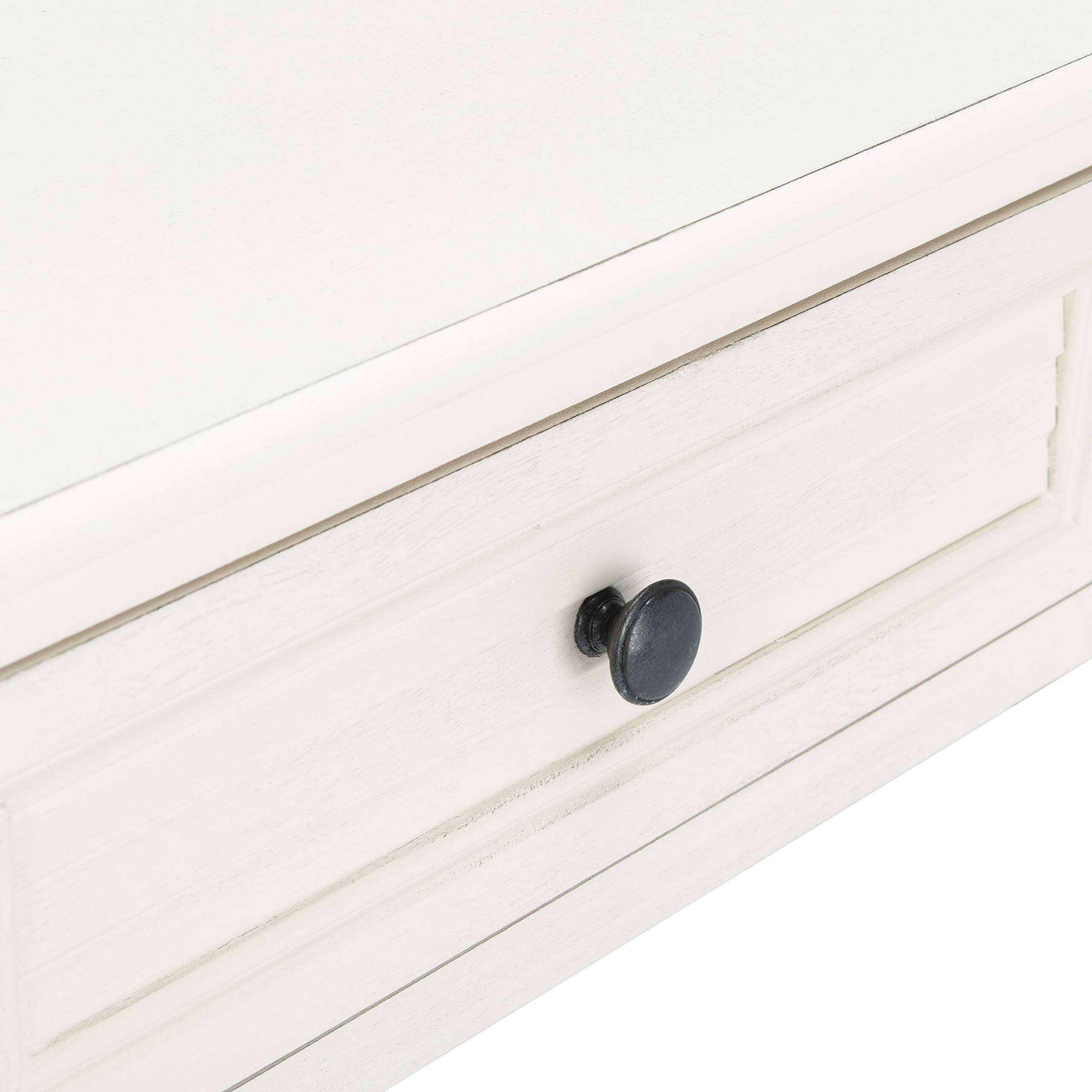 Distressed White 2-Drawer Console Table with Bottom Shelf - Safavieh Home Collection Tate | Perfect for Entryway, Living Room & Hallway Decor