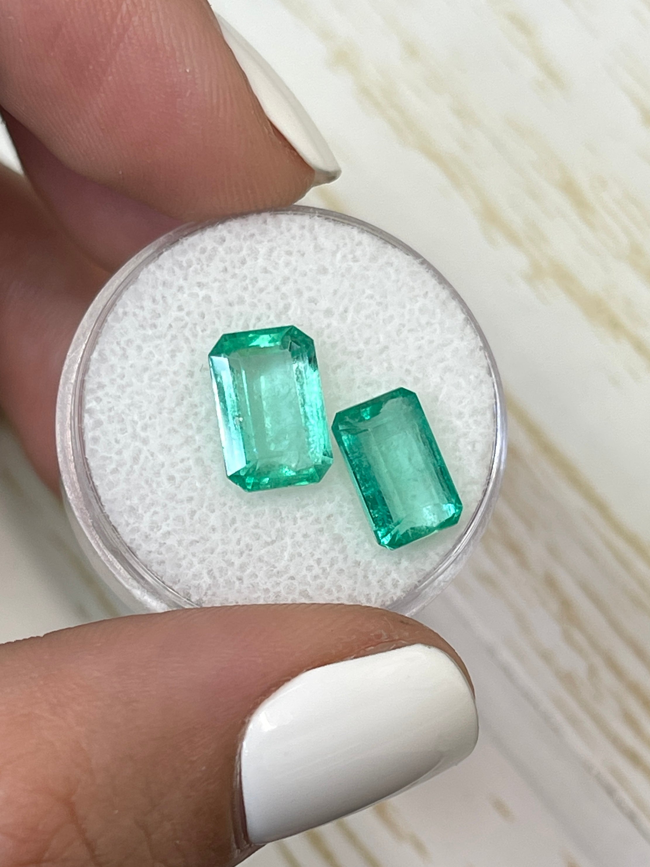 4.79tcw 10x7mm Matching Loose Colombian Emeralds - Emerald Cut Gemstones for Jewelry Making, Engagement Rings & Fine Collections | Natural Green Precious Stones