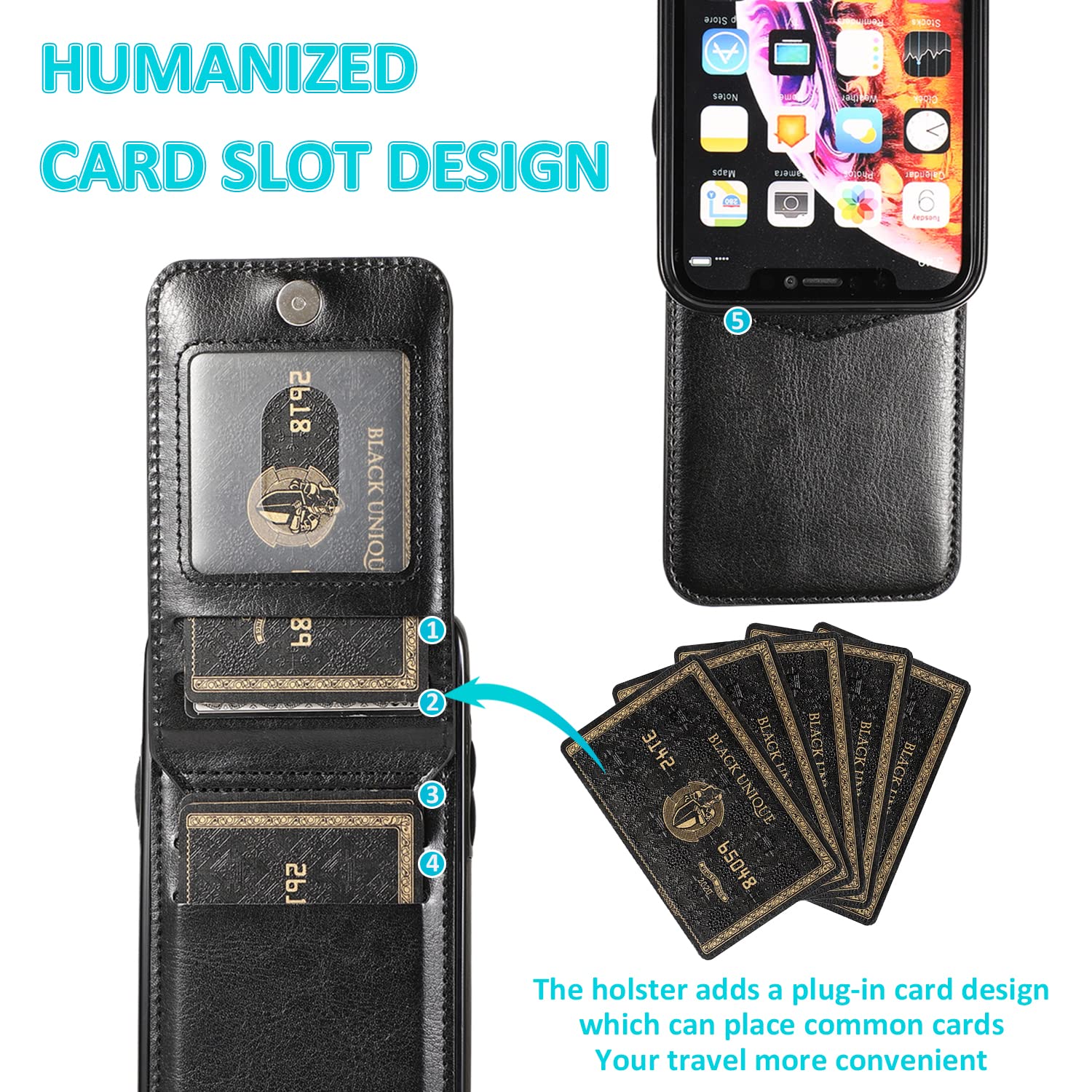 Premium iPhone XR Wallet Case with RFID Blocking Credit Card Slots - PU Leather Protective Cover for iPhone XR 6.1 Inch (Black) - Perfect for Travel, Work & Everyday Use