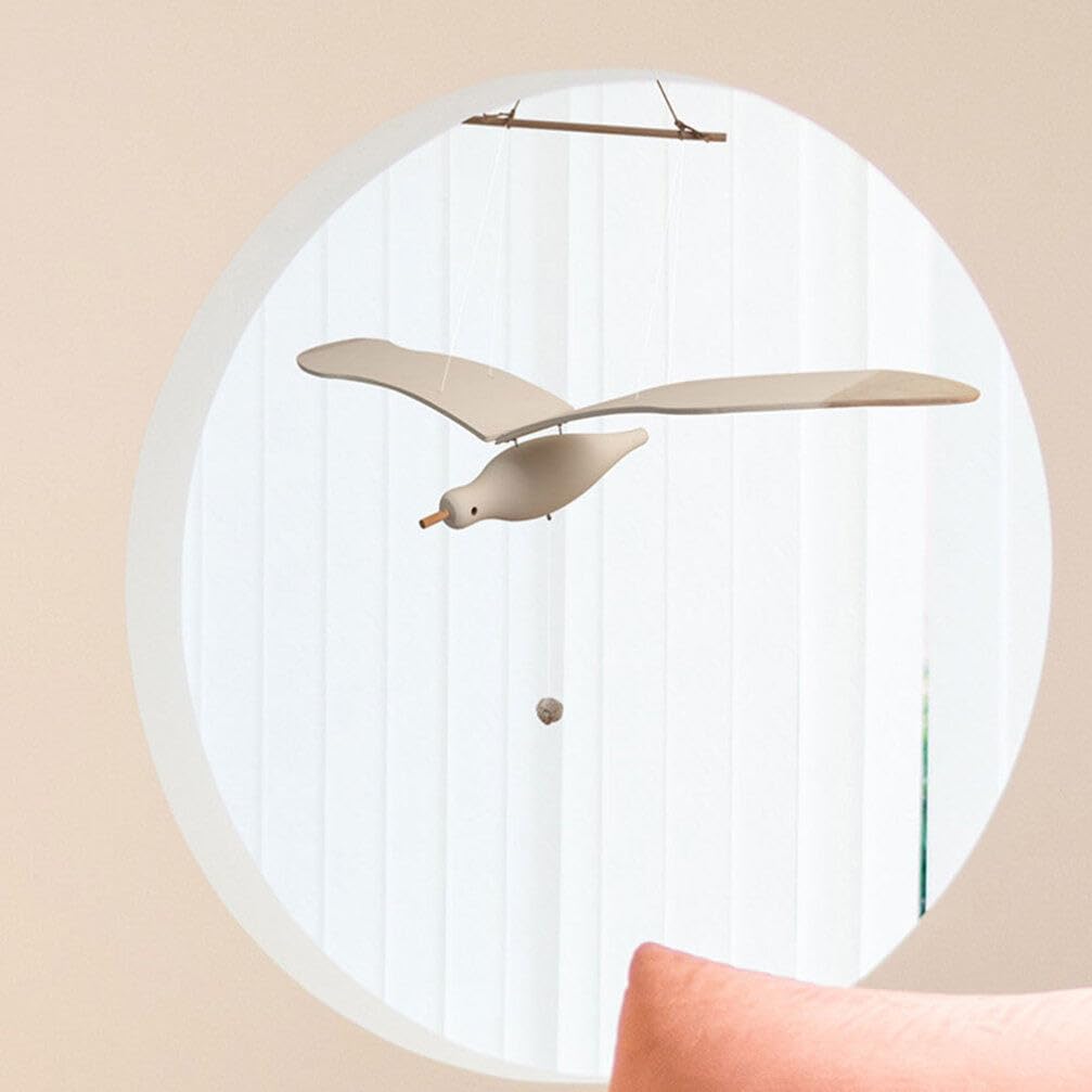 Handmade Wooden Seagull Hanging Mobile - Flying Bird Nursery Decor for Baby Room, Home, Balcony & Patio | Soothing Wind Chime for Relaxation & Baby Sleep