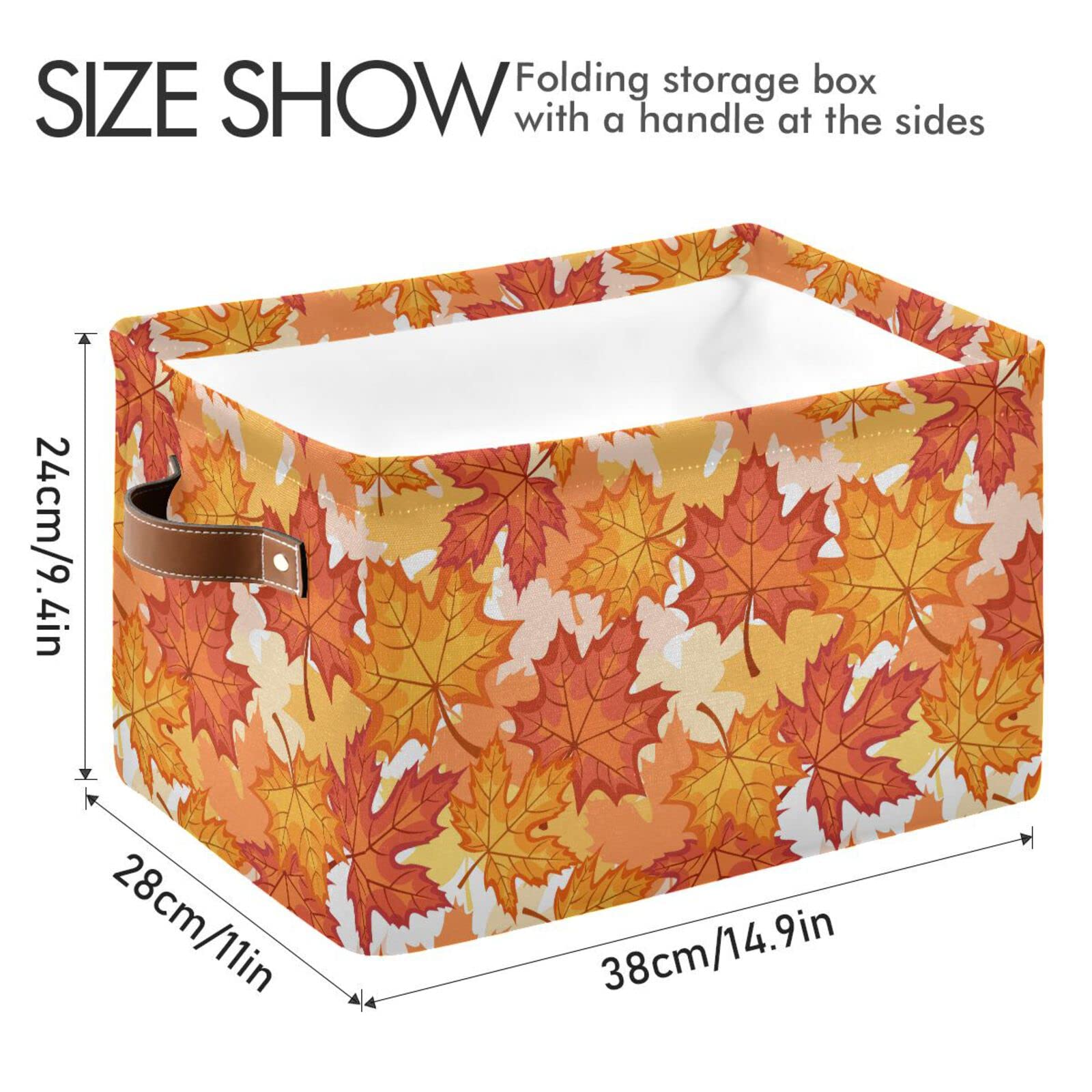 Senya Thanksgiving Basket - Foldable Fabric Collapsible Storage Bin with Autumn Maple Leaf Design | Home Organization for Seasonal Decor, Blankets & Toys | Perfect for Fall Decorations & Holiday Storage