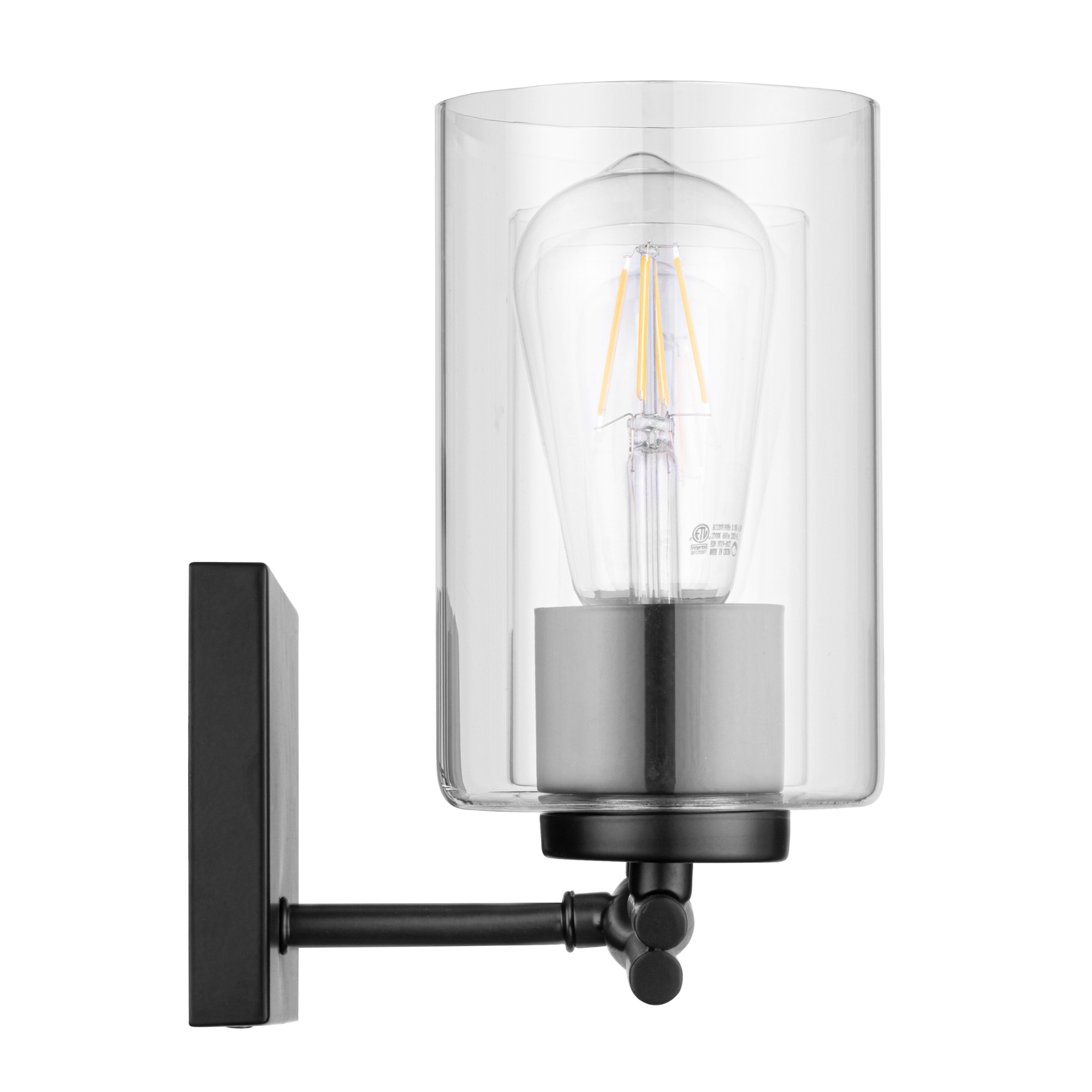 3-Light Matte Black Vanity Light Fixture with Clear Glass Shades - Perfect for Bathroom, Bedroom, and Dressing Room Lighting
