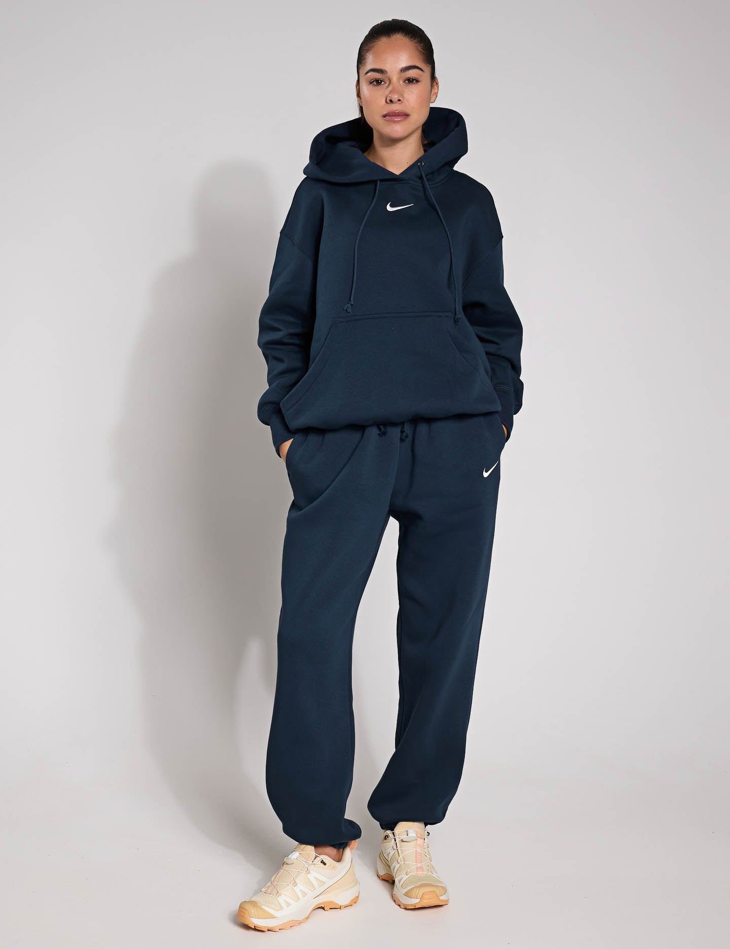 Phoenix Fleece Oversized Sweatpants for Women - Soft Athletic Joggers with Pockets, Comfortable Lounge Pants for Running, Yoga & Casual Wear (Armory Navy/Sail)