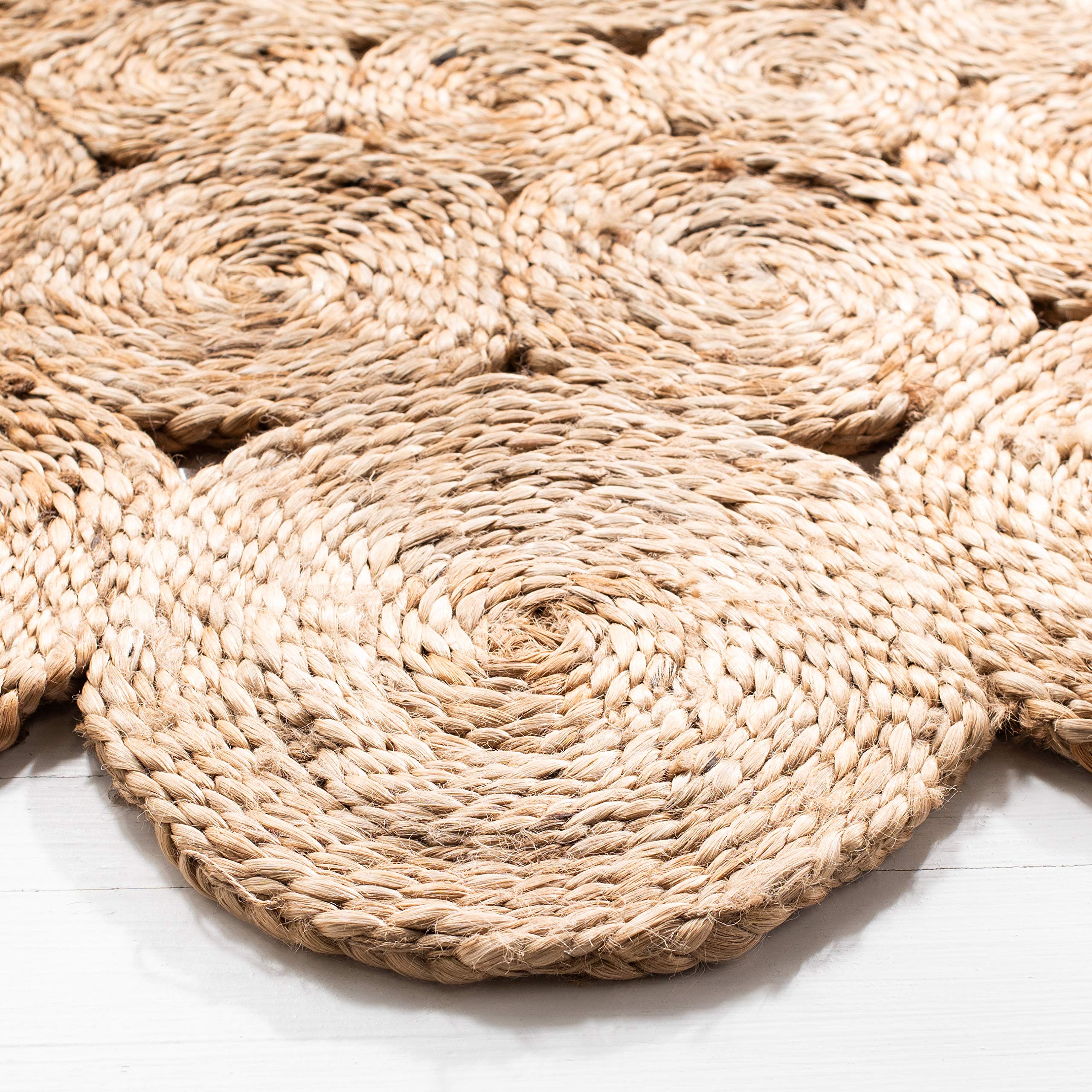 SAFAVIEH Handmade Boho Jute Area Rug 9' Round - Natural Fiber Farmhouse Rug NF166A for Living Room, Bedroom & Boho Decor