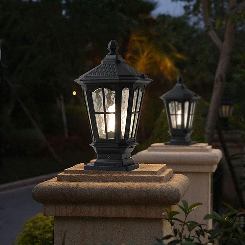 Waterproof Outdoor Post Lights - IP65 Garden Pillar Lanterns with Rainproof Glass for Courtyard, Fence, and Pathway Lighting (23x15x45cm) | Durable Landscape Lighting for Patio, Driveway, and Yard Decor