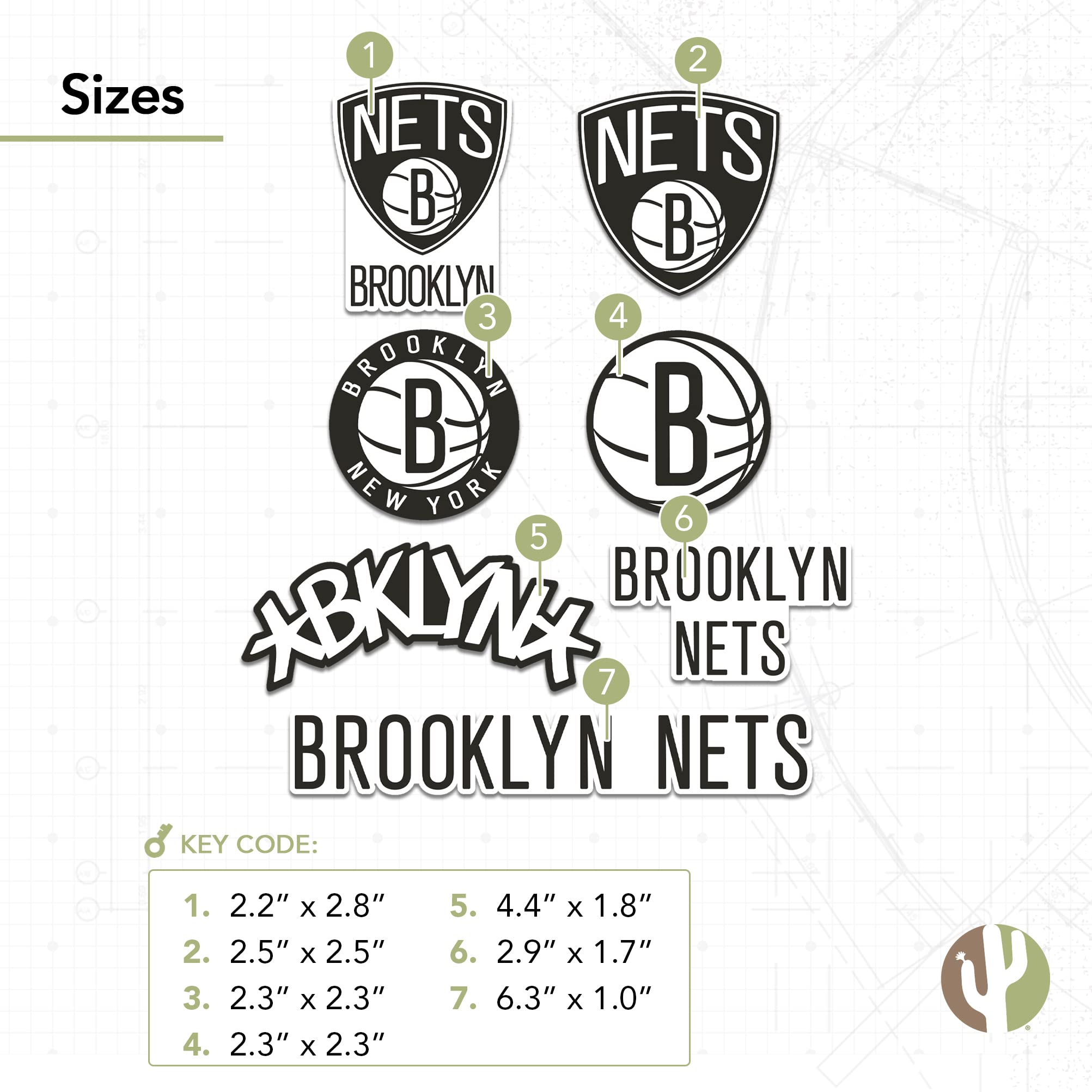 Official Brooklyn Nets NBA Vinyl Sticker Decal - Waterproof for Laptop, Water Bottle, Car & Scrapbook (Set of 2 Sheets) - Perfect for Fans, DIY Projects & Sports Decor