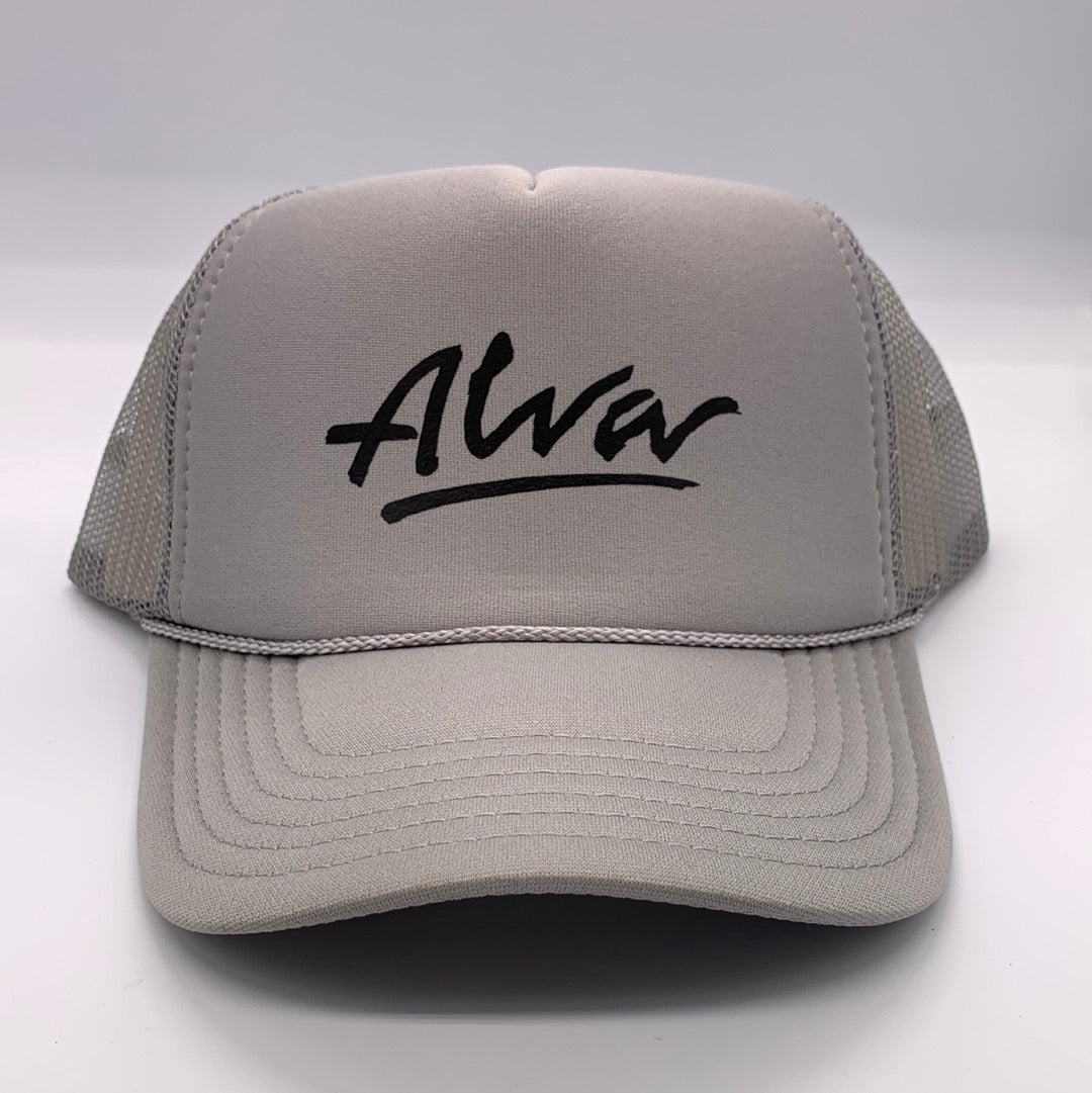 Alva Classic Logo Trucker Hat - Gray Adjustable Snapback Cap for Men & Women - Perfect for Outdoor Activities, Sports, and Casual Wear