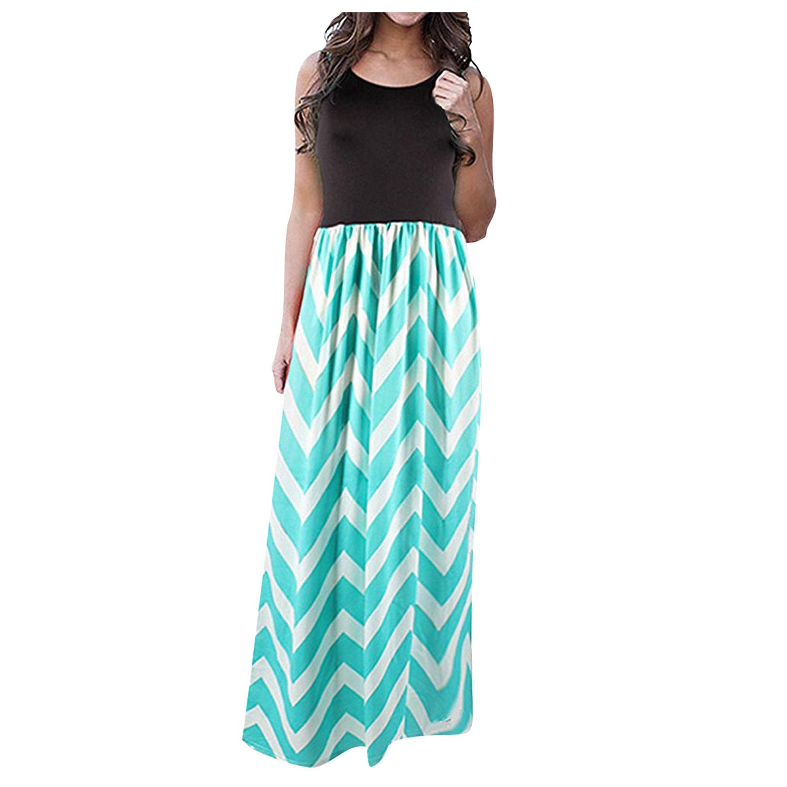 DFHYAR Women's Casual Striped Long Boho Dress - Summer Beach Maxi Dress & Mini Dress for Ladies - Perfect for Vacations, Parties and Outdoor Events