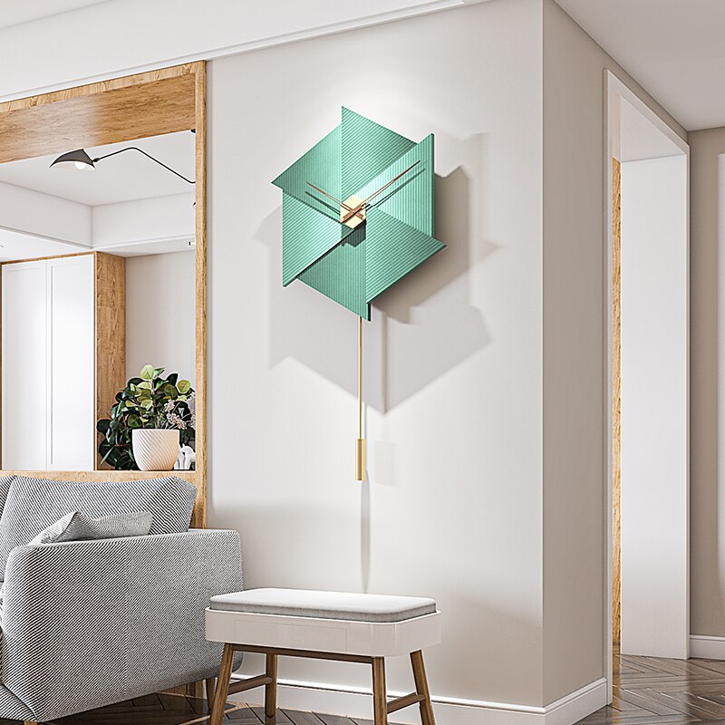 Nordic Minimalist Green Wall Clock - Modern Home Decor for Living Room, Bedroom, Office & Kitchen | Silent Non-Ticking Battery Operated