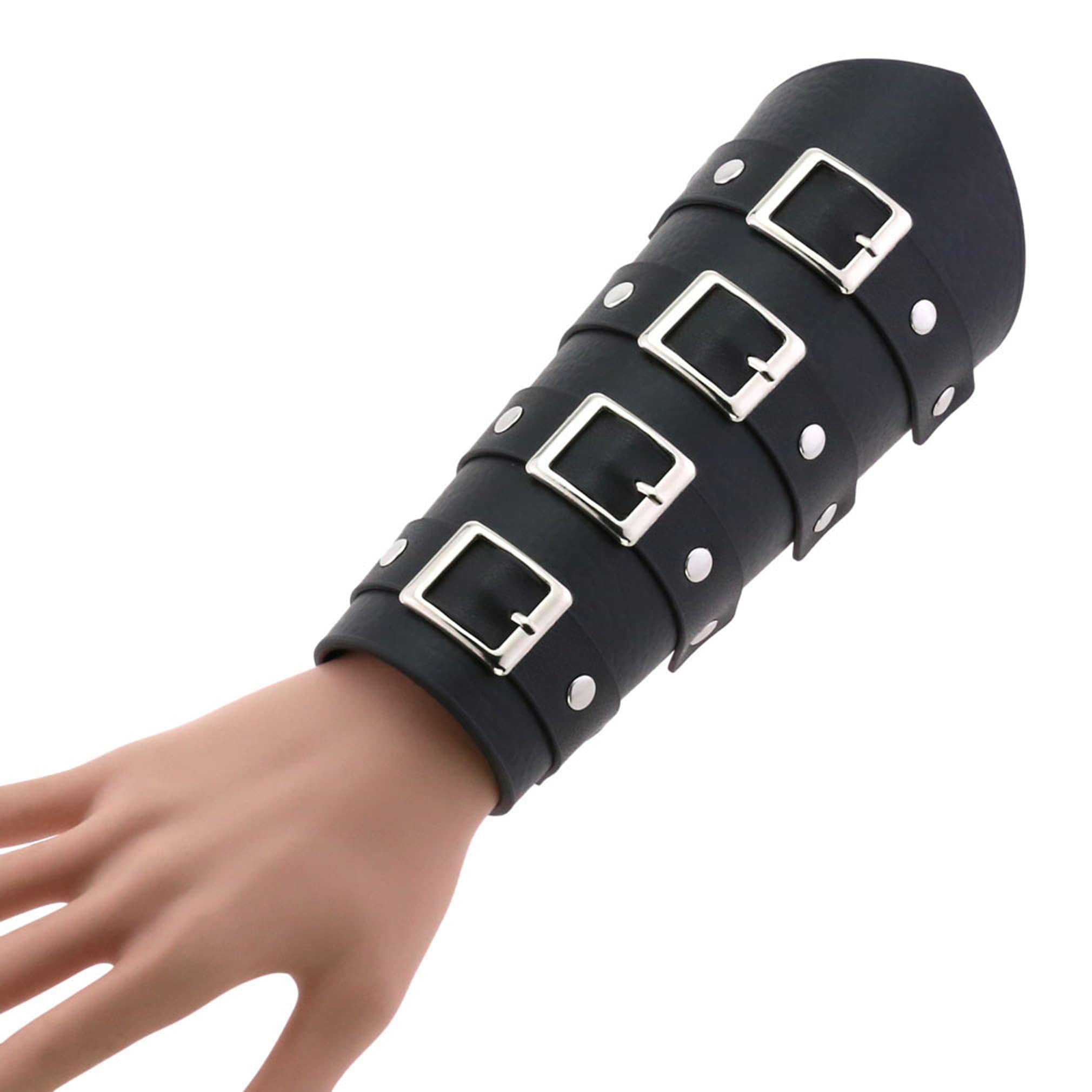 Punk Gothic Leather Gauntlet Wristband - Unisex Wide Wrap Bracer Arm Cuff for Men & Women | Perfect for Cosplay, Motorcycle Riding, and Alternative Fashion