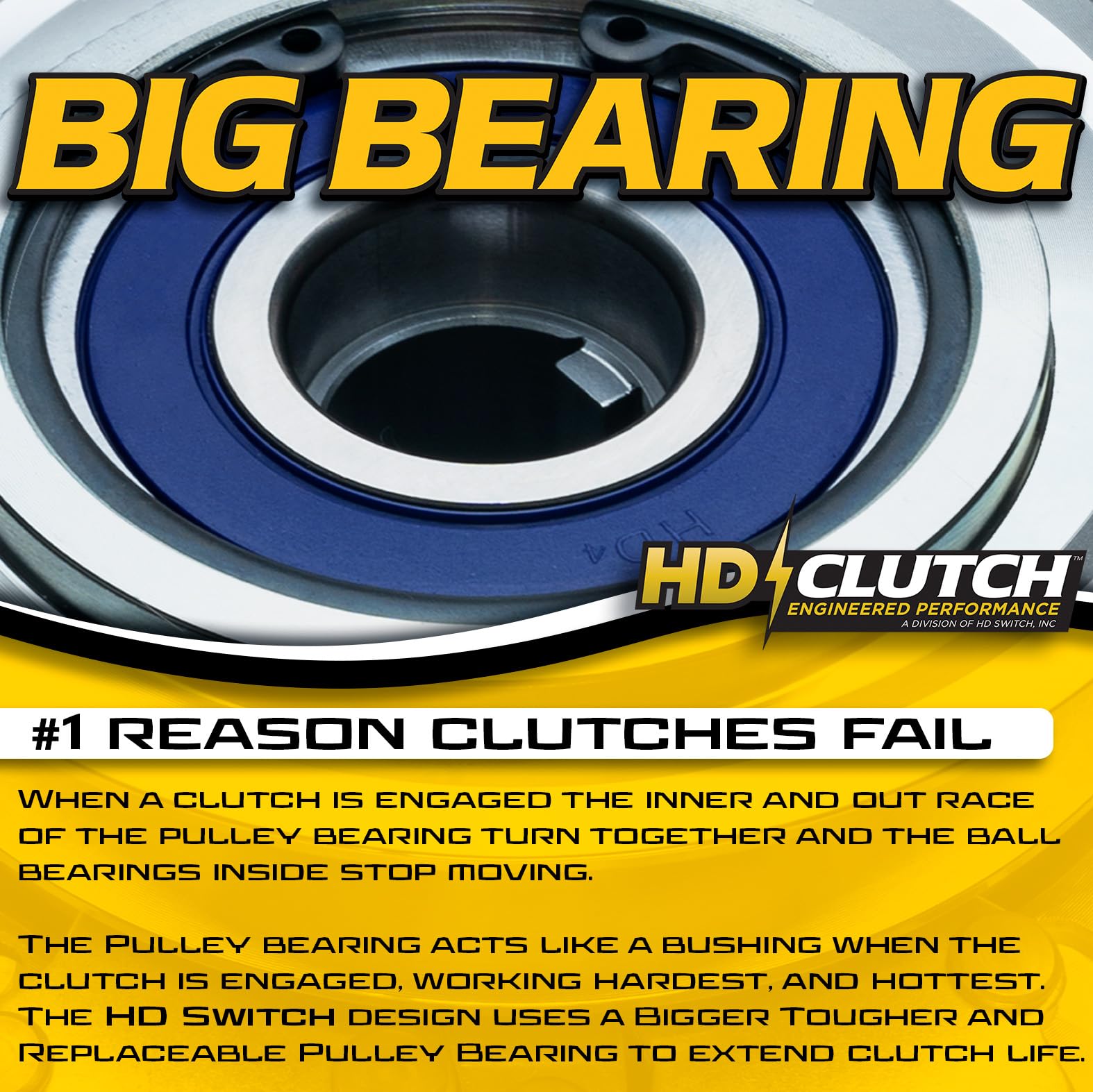 HD Switch HiTorque 130ft-lb BIG Bearing Billet Pulley PTO Clutch for Bobcat 4168822 5219155 - Fits Bobcat ZT3000 ZT3500 Lawn Mowers with Larger Replaceable Pulley Bearing OEM Upgrade - Perfect for Commercial Landscaping and Heavy-Duty Mowing