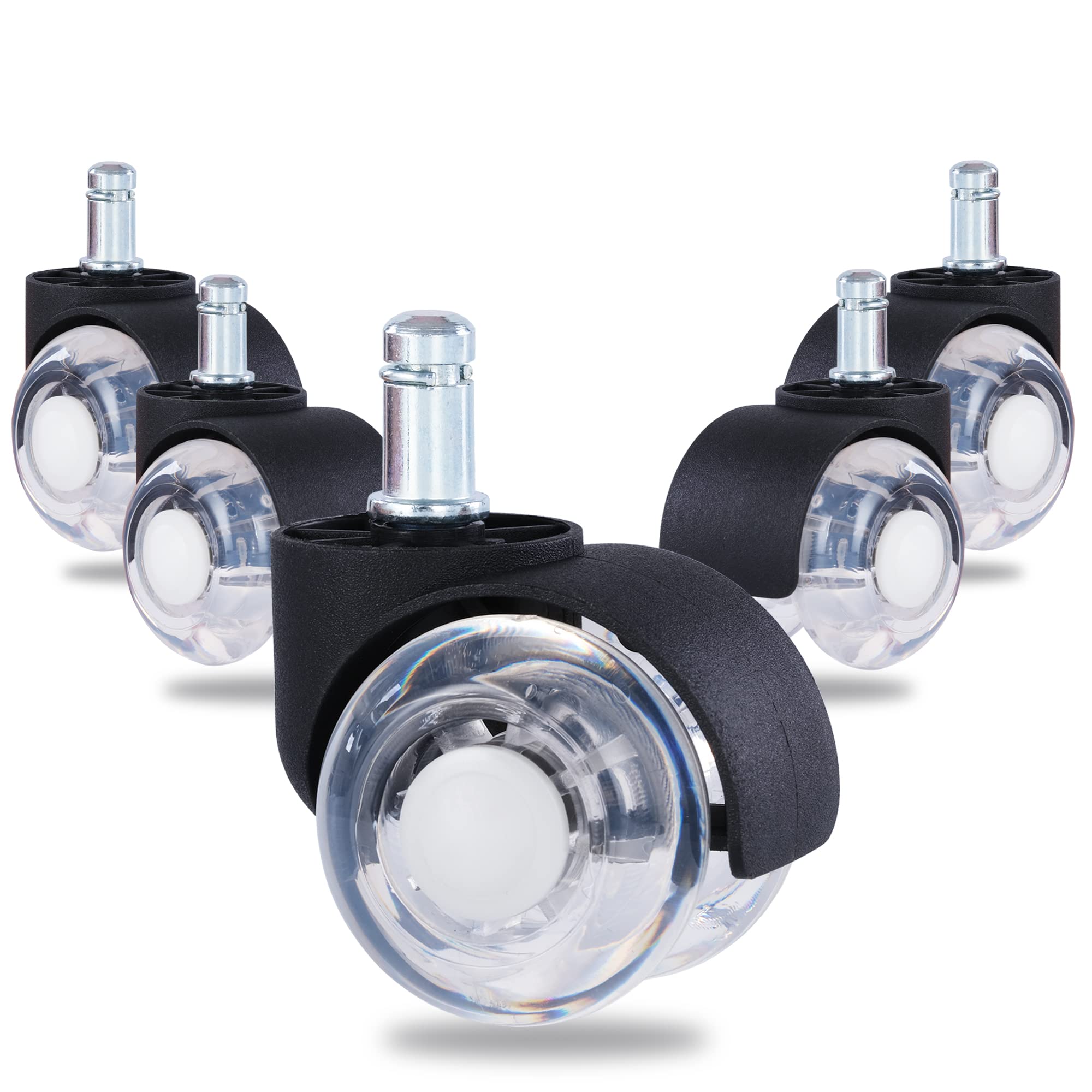 PUNION 2 Inch Heavy Duty Office Chair Wheels - 5 Pack Replacement Casters for Rolling Chairs, Safe & Quiet Roll on Hardwood Floors & Carpets - Perfect for Office Desks, Gaming & Computer Chairs