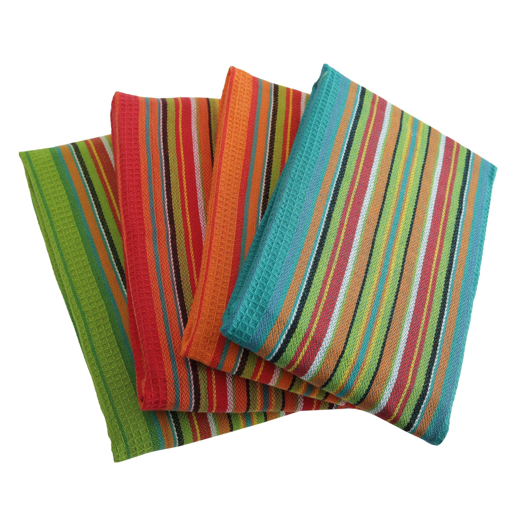 DG Collections Salsa Kitchen Towels - 100% Cotton Dish Towels Set of 8 (16x28 Inches) | Soft, Absorbent Waffle Weave Tea Towels for Cooking, Cleaning & Decor | Multi-Purpose Kitchen Essentials for Dishes, Hands & Countertops