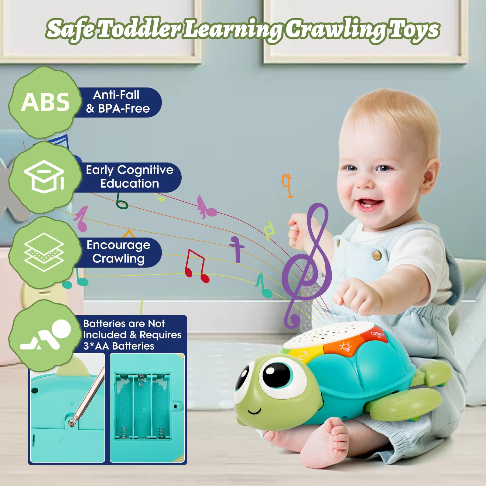 Musical Elephant & Turtle Baby Toys for 3 Year Olds - Educational Learning Toy with Lights & Sounds for Toddlers - Perfect Birthday Gift for Boys & Girls