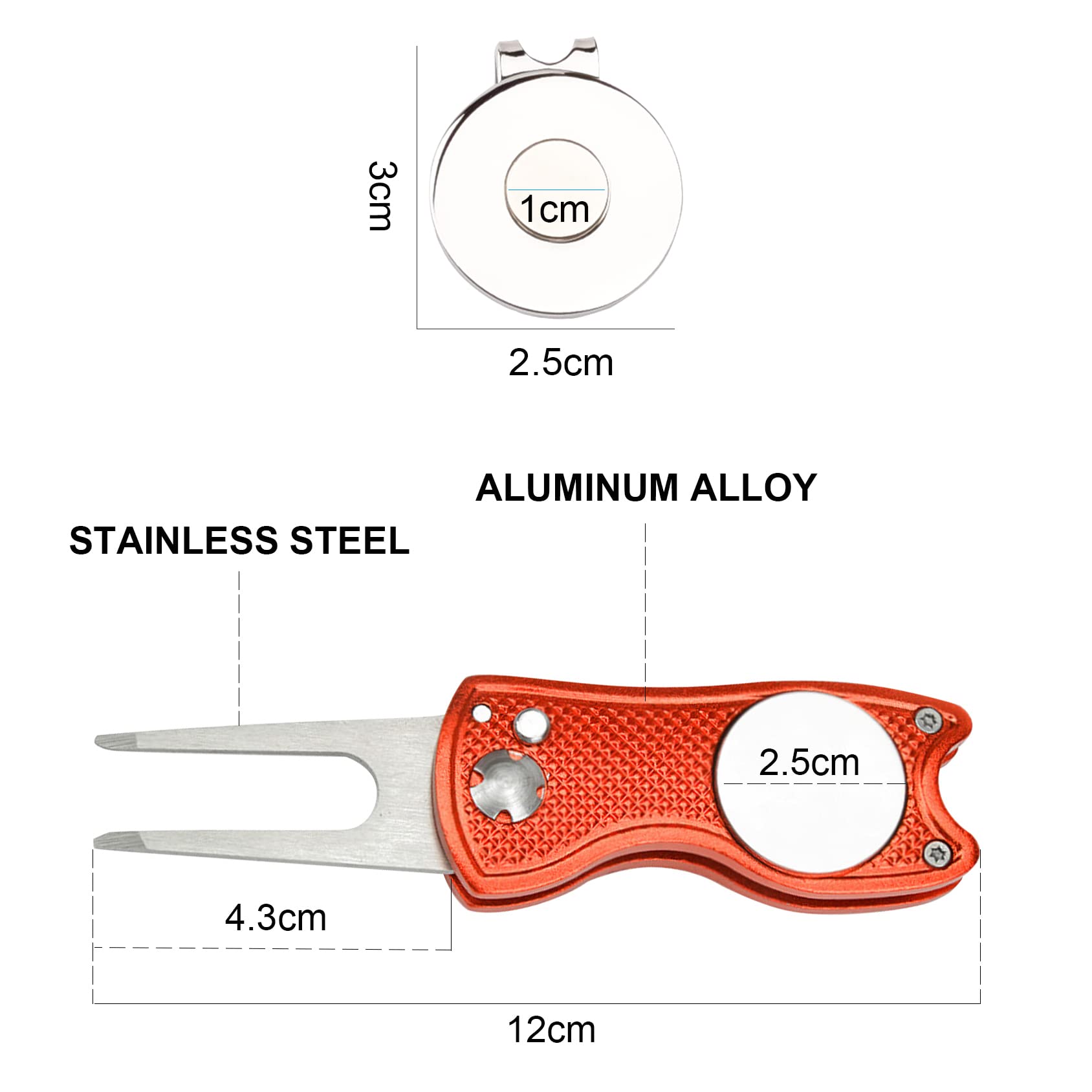 Premium Magnetic Golf Divot Tool with Ball Marker & Hat Clip - Durable Golf Course Accessories for Men & Women - Perfect Golf Gifts for Players & Ideal for On-Course Repairs
