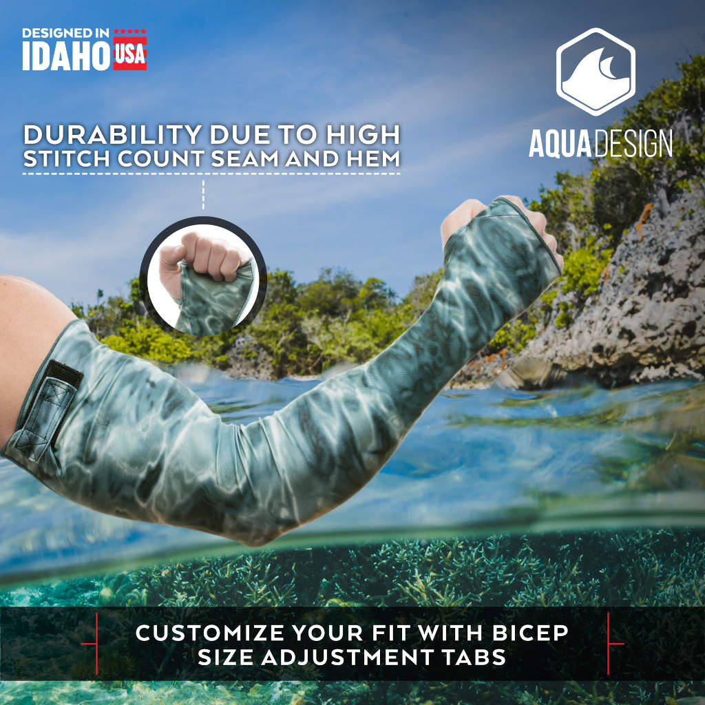 Men's UV Protection Adjustable Arm Sleeves with Aqua Design - Perfect for Outdoor Sports, Cycling, Running & Sun Safety