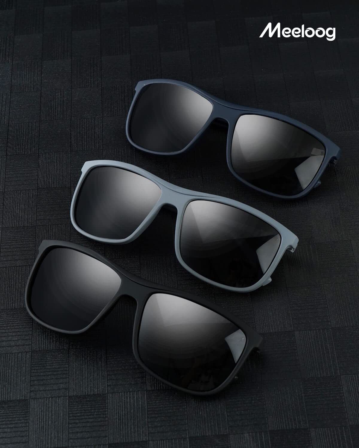 Meeloog Polarized Sunglasses for Men - UV Protection Rectangle Shades, Classic Square Sun Glasses for Driving, Fishing & Outdoor Activities | Fashionable & Durable Eyewear