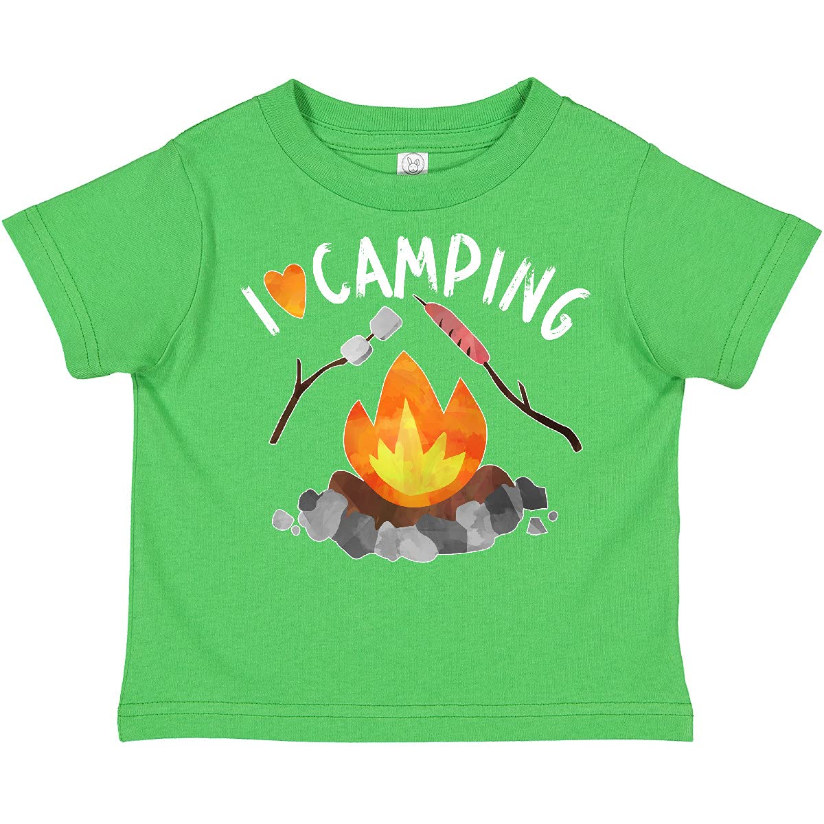 Inktastic I Love Camping Toddler T-Shirt - Cute Campfire, Hot Dog & Marshmallows Design for Kids - Perfect for Outdoor Adventures, Family Trips & Summer Camp
