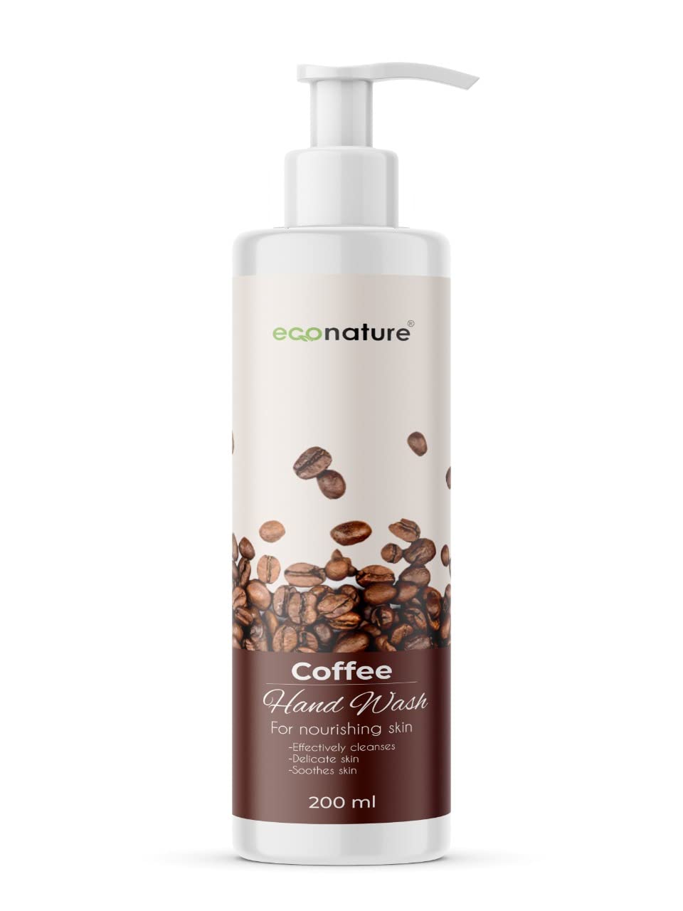 ECONATURE Liquid Hand Wash with Coffee Extract - 200ml Moisturizing & Antibacterial Hand Soap for Soft & Clean Hands | Perfect for Kitchen, Bathroom & Office Use
