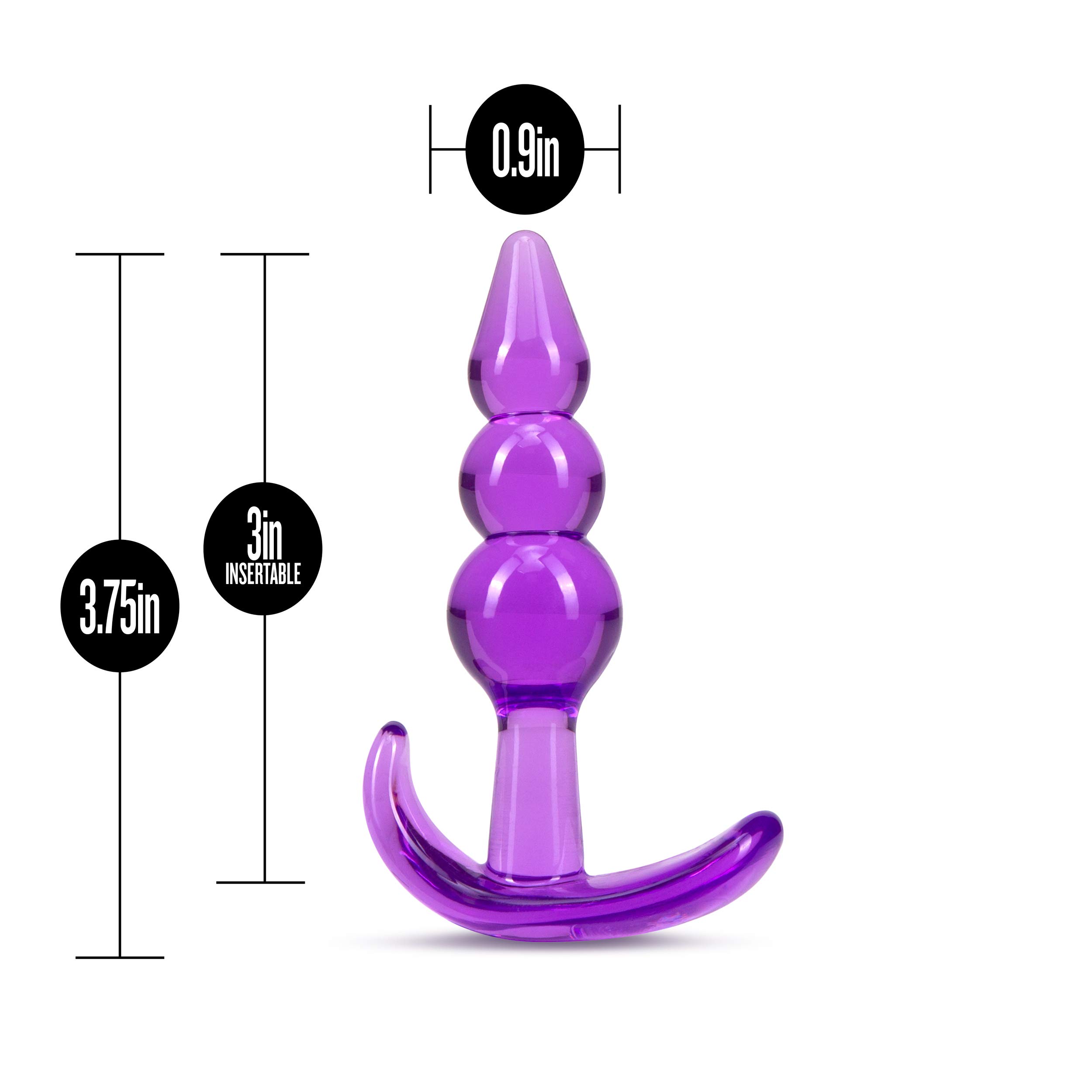 Blush Novelties B Yours Triple Beaded Butt Plug - 3.25 Inch See-Through Silicone Anal Toy with Anchor Base | Flexible, Comfortable & Easy to Insert | Fragrance-Free & Easy to Clean | Perfect for Beginners, Couples Play & Solo Exploration