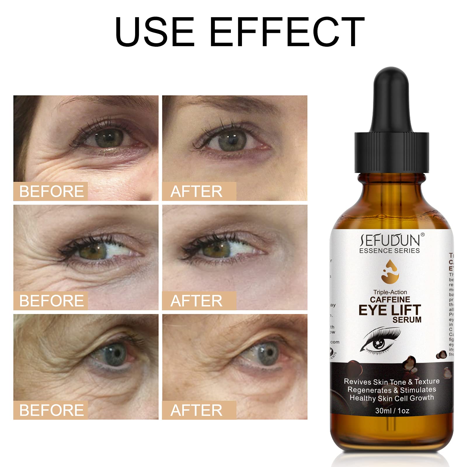 **Caffeine Eye Serum with EGCG & Collagen - Anti-Aging Eye Treatment for Women & Men - Reduces Puffiness, Dark Circles, Under Eye Bags, Wrinkles & Fine Lines - 1 oz / 30 ml - Perfect for Morning & Night Skincare Routine**