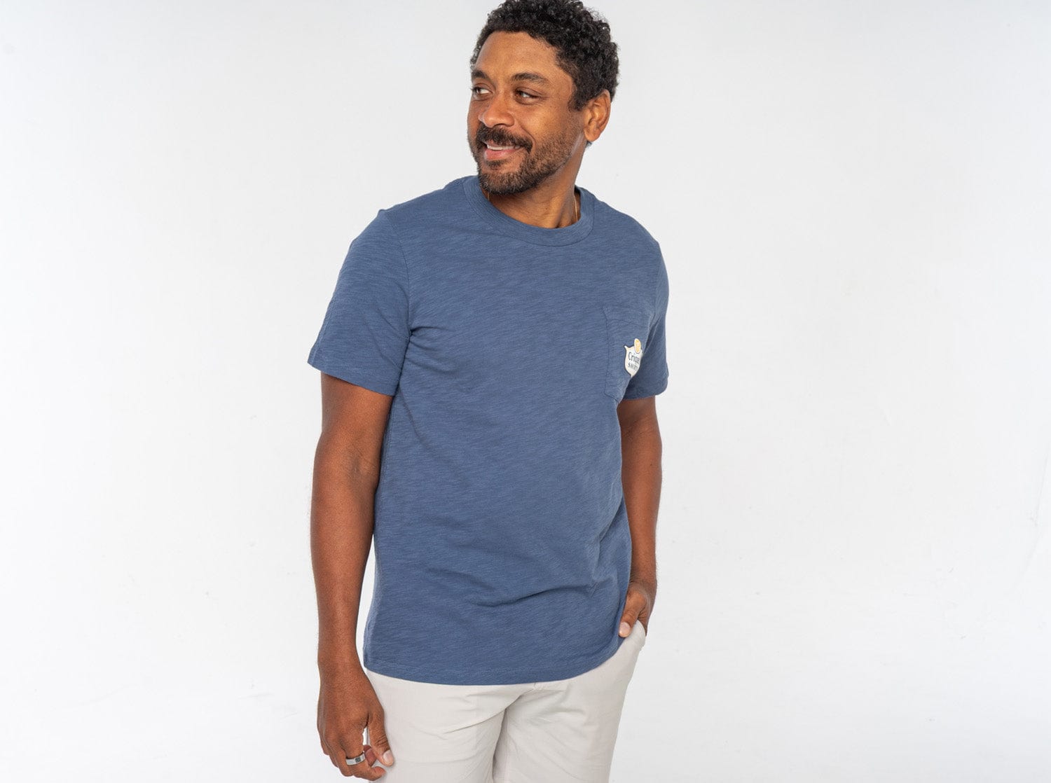Vintage Indigo Slub Graphic T-Shirt with Lion Badge - Stylish Casual Tee for Men & Women | Perfect for Streetwear, Everyday Outfits, and Layering