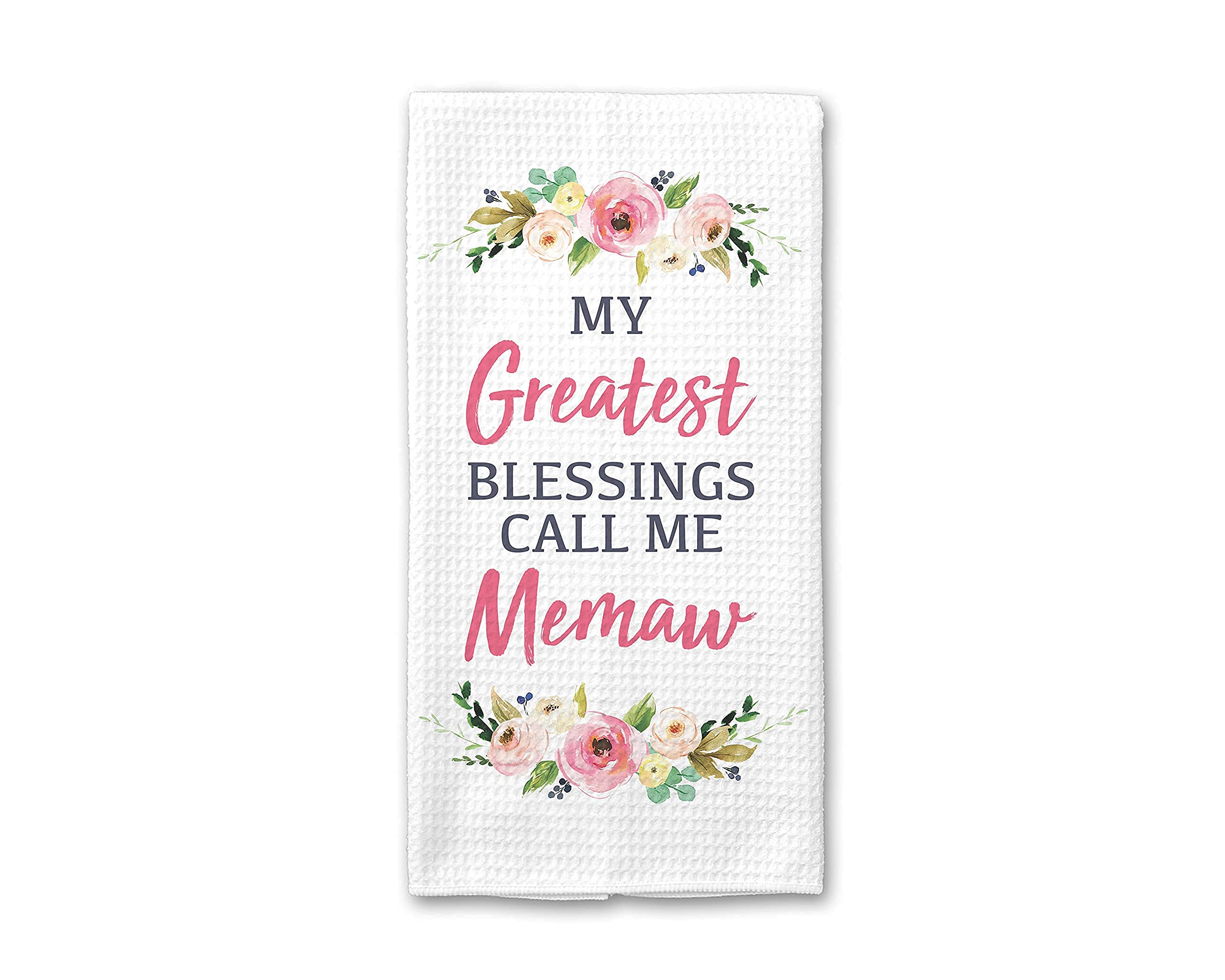 Greatest Blessings Call Me Grandma Waffle Weave Dish Towel - Absorbent Kitchen Towel Set - Perfect Grandma Gift, Mother's Day Present & Personalized Housewarming Gift for Grandmothers - Ideal for Cooking, Baking & Kitchen Decor