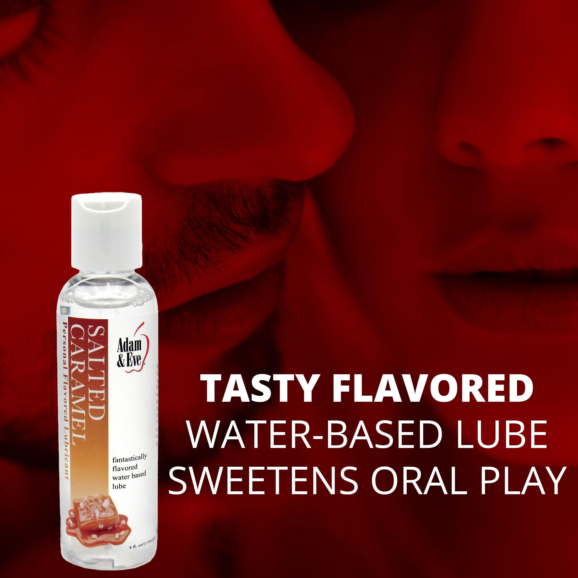 Adam & Eve Salted Caramel Flavored Water-Based Lubricant - 4oz Long-Lasting Personal Lube for Men & Women | Non-Sticky, Non-Staining Formula for Couples, Toys, Oral Sex & Sensual Massage | Perfect for Romantic Nights & Spicing Up Intimate Moments