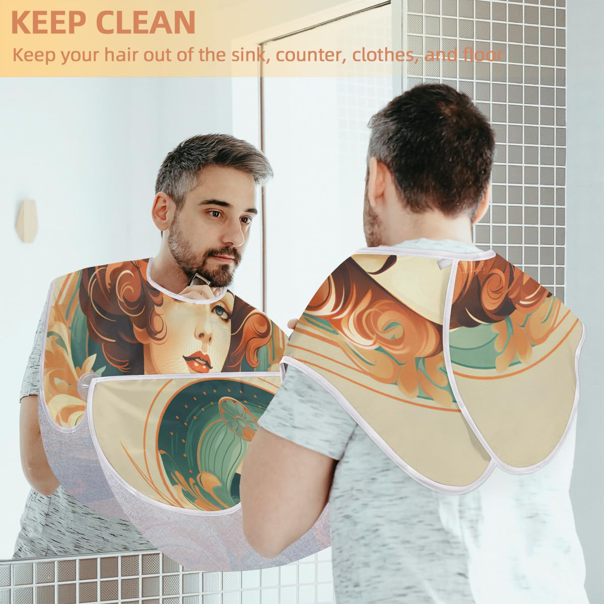 Men's Beard Shaving Bib - Waterproof Barber Cape for Haircut, Beard Trimming & Makeup Protection | Salon & Home Grooming Accessory | Perfect Gift for Barbers & DIY Grooming