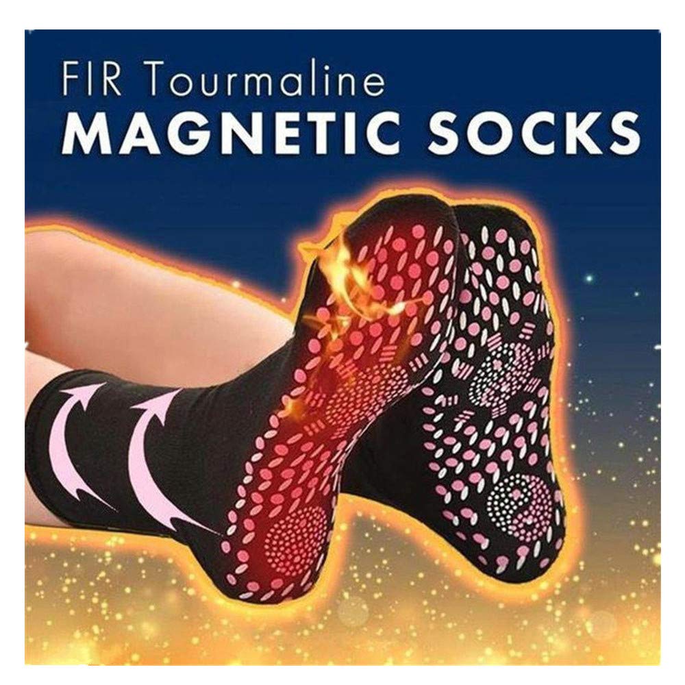Self Heating Magnetic Therapy Socks with Tourmaline - Unisex Winter Warm Massage Socks for Skiing & Cold Weather Relief (Black) - Perfect for Outdoor Sports, Arthritis Pain Relief & Cozy Home Wear