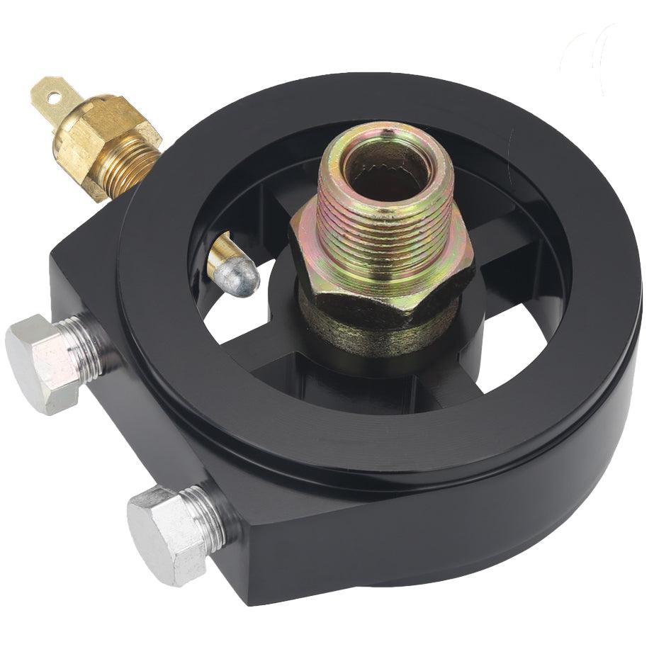 20mm x 1.5 Thread Oil Filter Sandwich Plate Adapter with Thermostat Switch Kit - Universal Fit for Car, Truck & Motorcycle Engine Oil System Upgrades