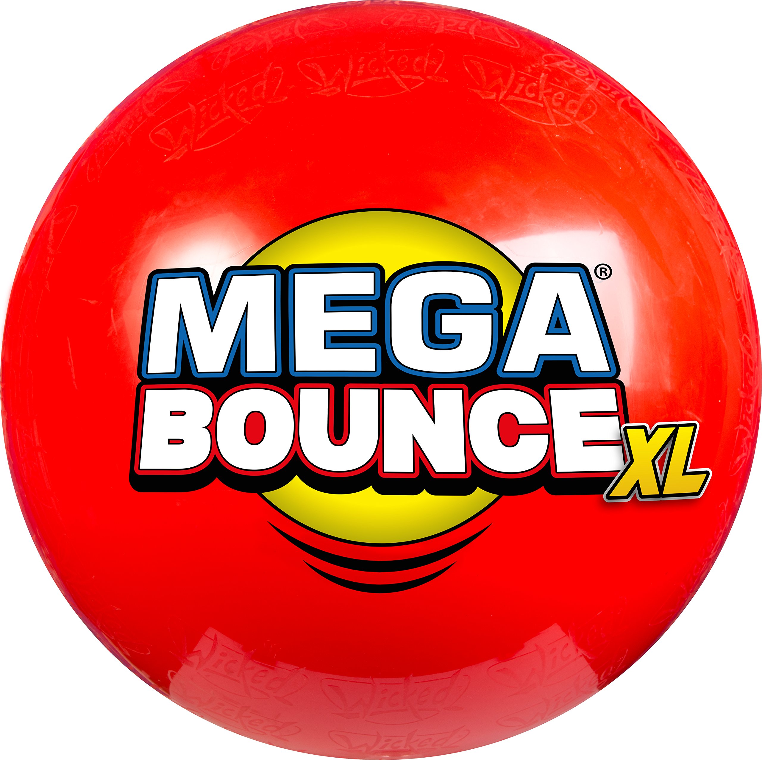 Wicked Mega Bounce XL - Extra Large Inflatable Bounce Ball for All Terrain | World's Bounciest Exercise Ball with Super Grip Graphics | Perfect for Outdoor Play, Fitness Training & Backyard Games (Blue/Red)