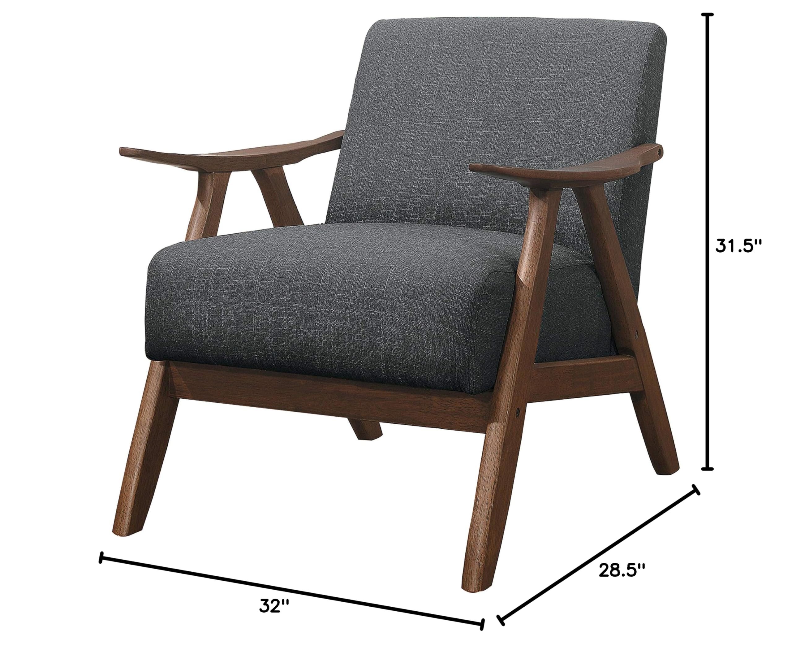 Benjara Gray Fabric Upholstered Accent Chair with Curved Armrests - Modern Living Room Furniture for Home Office & Lounge Decor