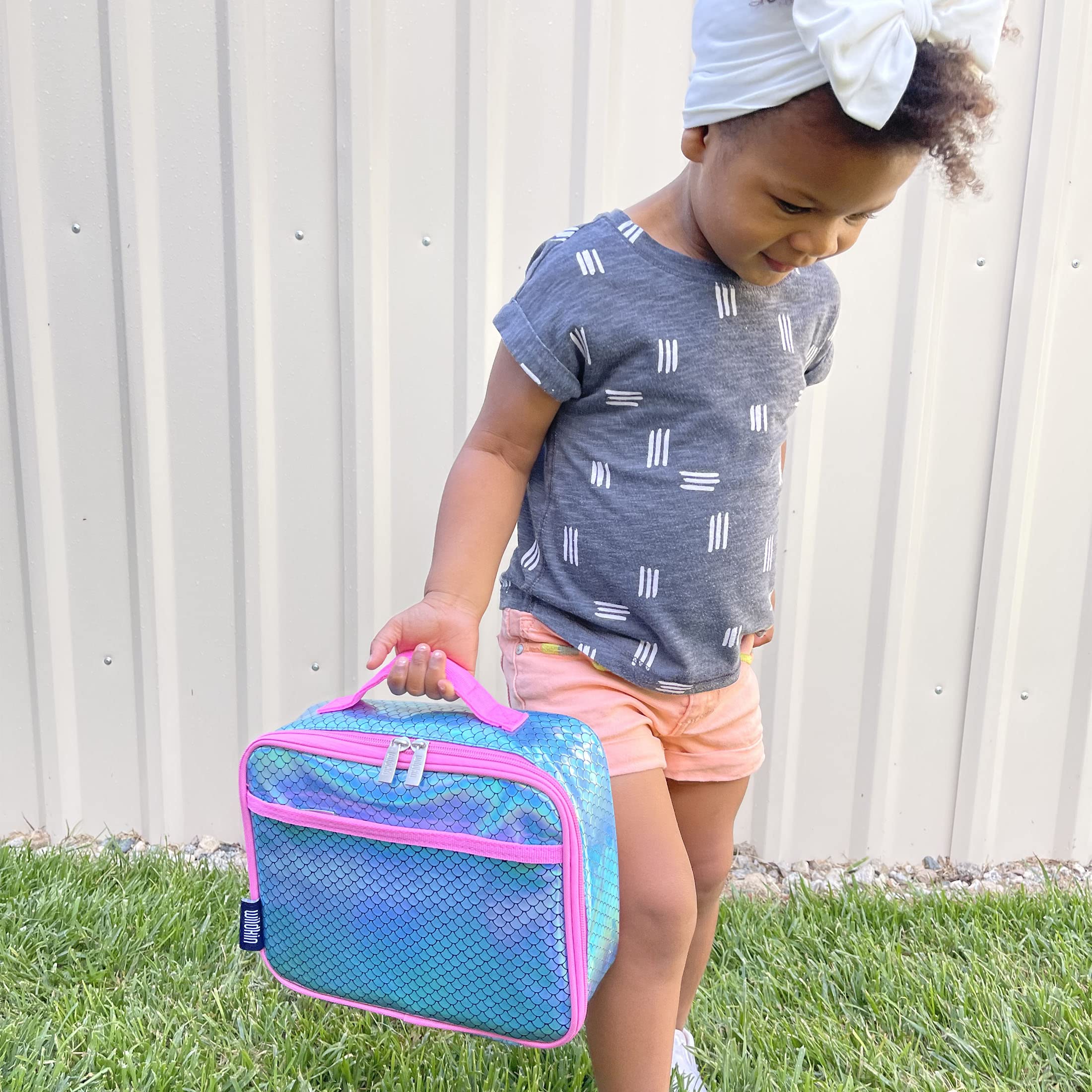 Wildkin 15 Inch Kids Backpack Set with Matching Lunch Box - Mermaid Scales Design | Durable School Backpack for Girls & Boys | Perfect for School, Travel & Daycare