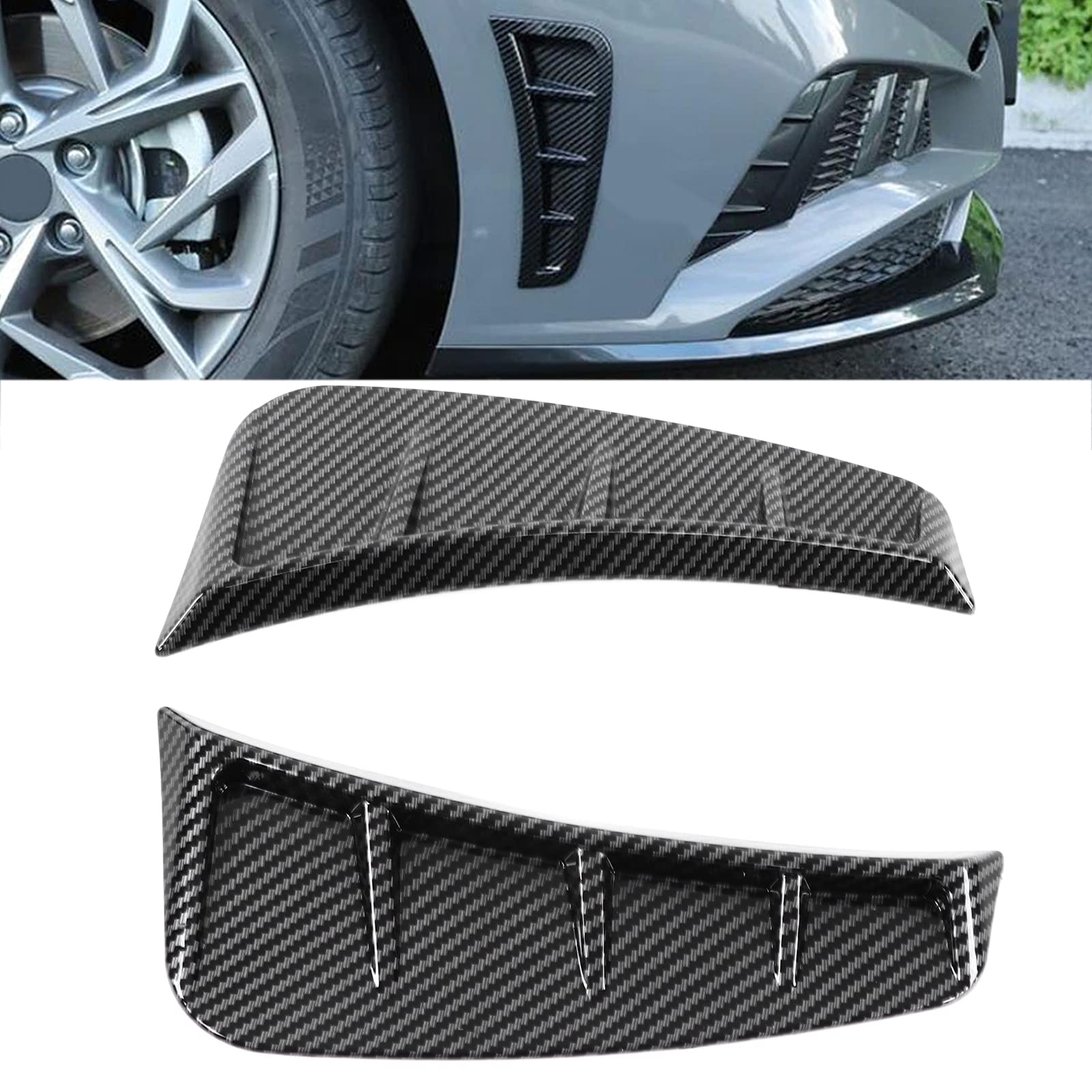 Universal Carbon Fiber Style Car Fender Air Vent Trim Cover - Front Bumper Side Air Vent Decoration (Pair) - Enhance Vehicle Appearance & Aerodynamics for Sports Cars, Tuners & Luxury Vehicles