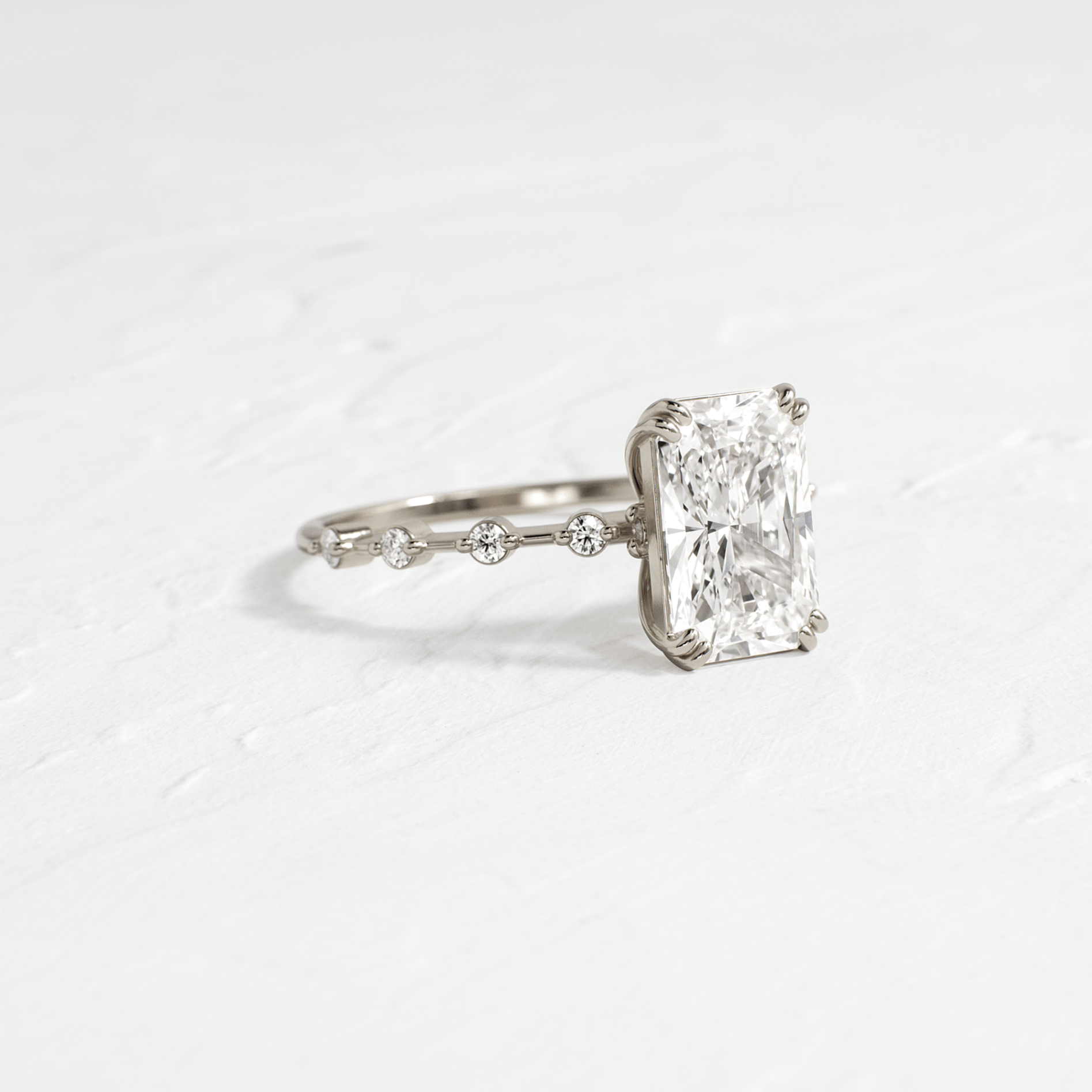 Radiant Cut Distance Ring - Elegant Wedding Band for Women, Stackable Engagement Ring, Perfect for Bridal Jewelry & Anniversary Gifts