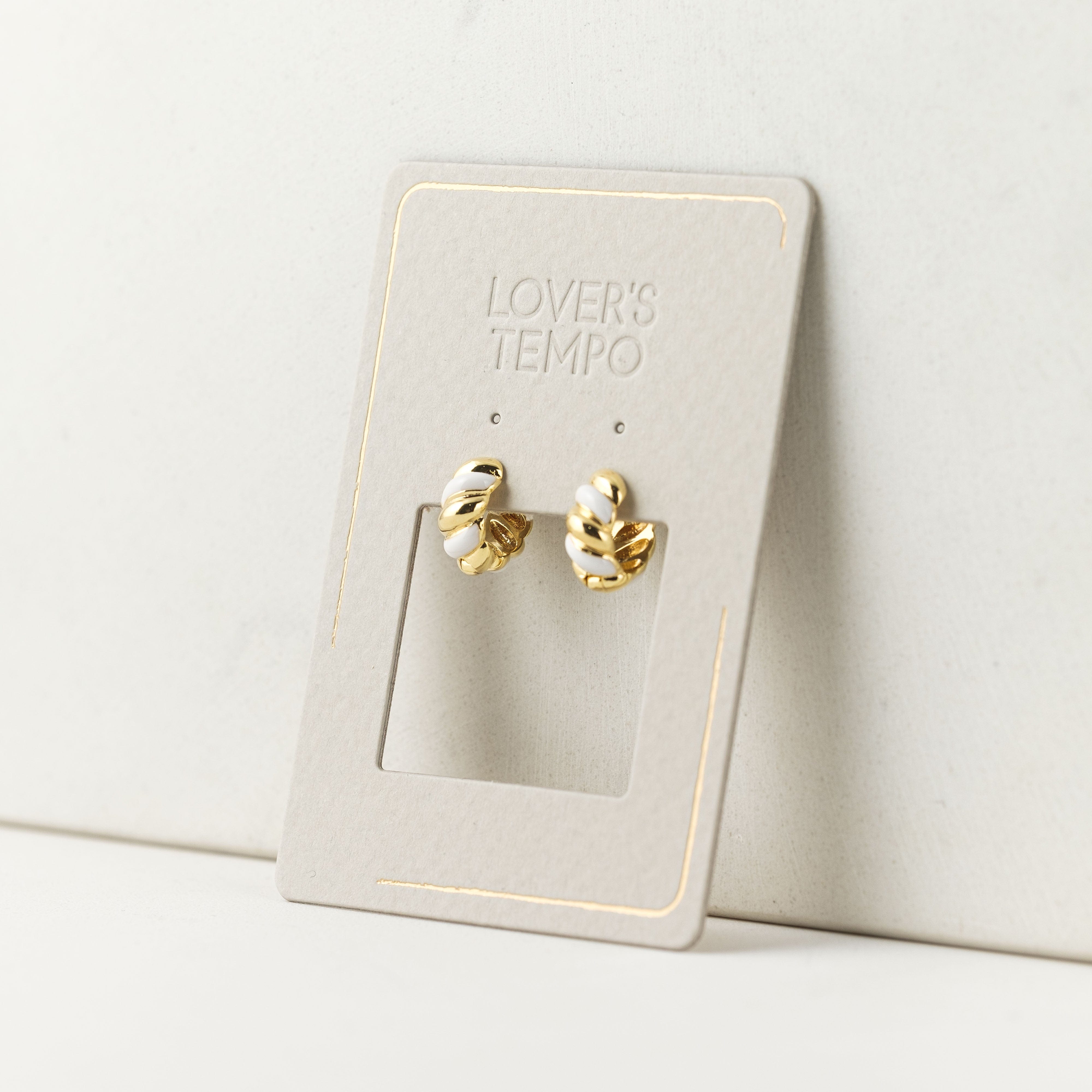 Croissant Enamel White Huggie Hoop Earrings - Dainty Gold Plated French Pastry Jewelry for Women - Perfect for Everyday Wear & Gift Giving