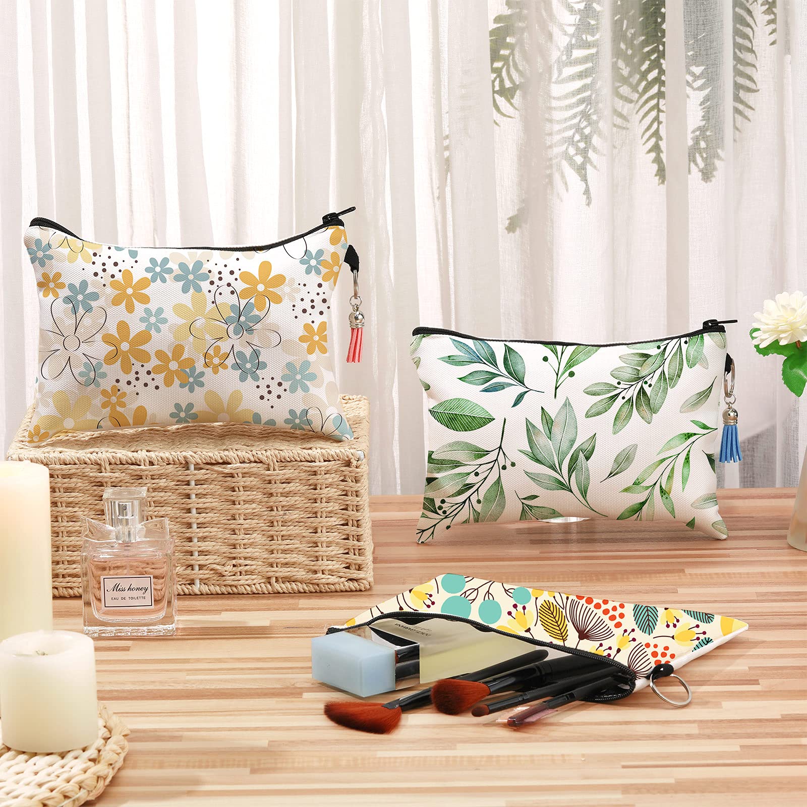 8-Piece DIY Sublimation Cosmetic Bags Set with Zipper - Heat Transfer Makeup Pouch, Keychains & Tassels for Crafts, Back to School Gifts | Perfect for Personalization, DIY Projects & Party Favors