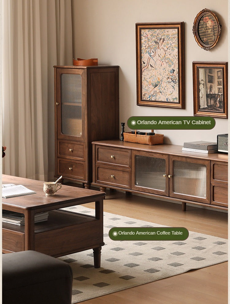 Solid Black Walnut Wood American Retro Locker Side Cabinet - Vintage Storage for Bedroom, Living Room & Office