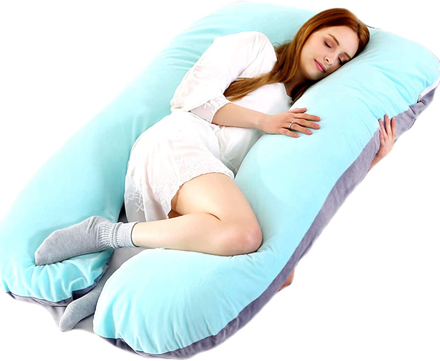 **Best U-Shaped Pregnancy Pillow for Sleeping - Full Body Maternity Support Pillow for Pregnant Women, Washable & Removable Cotton Cover - Ideal for Side Sleepers, Back Pain Relief & Comfort During Pregnancy**